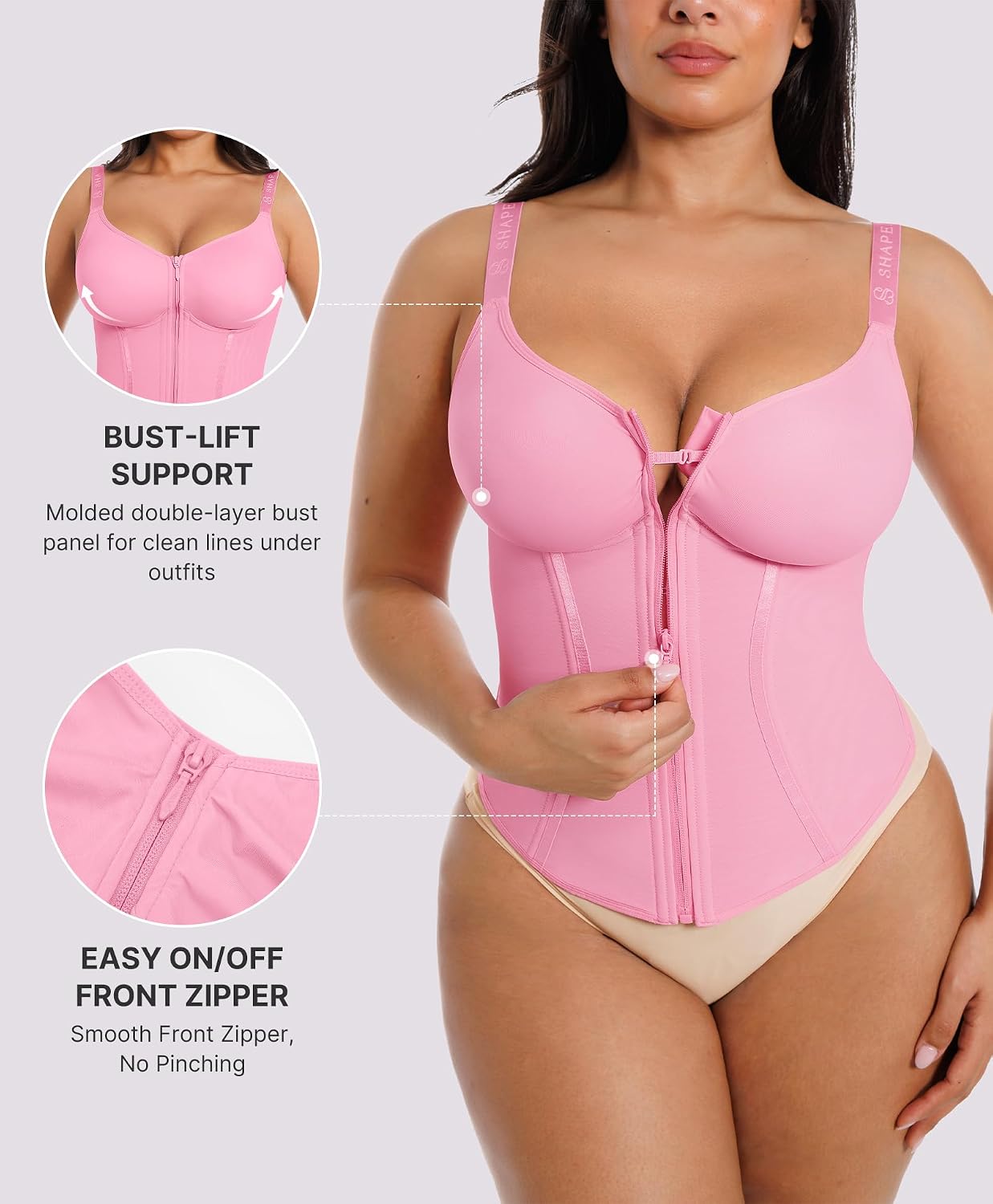 SHAPELLX Zipper Corset Top for Women — image 5