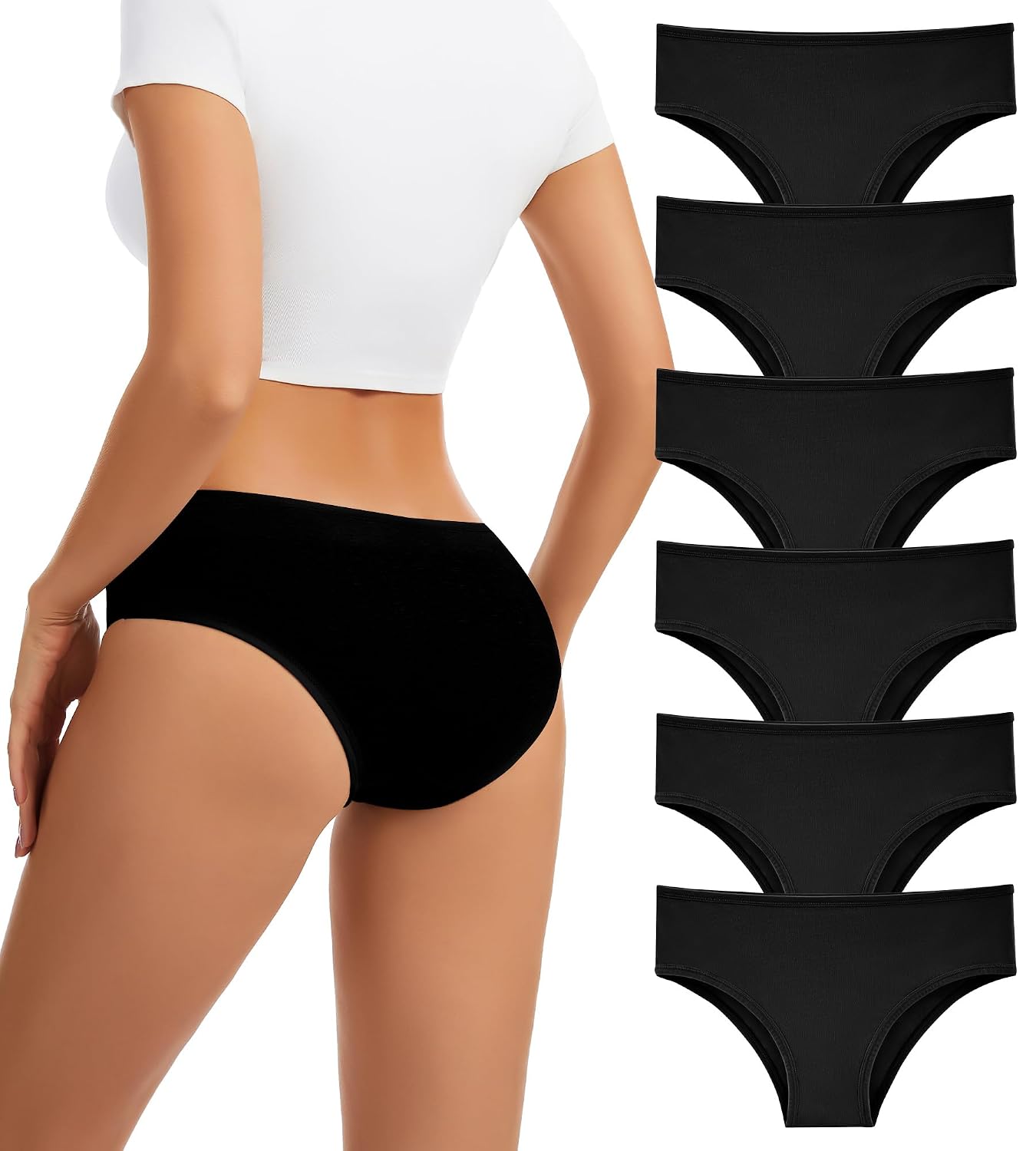 dmuveo Women's Cotton Low Rise Bikini Panties Multipack