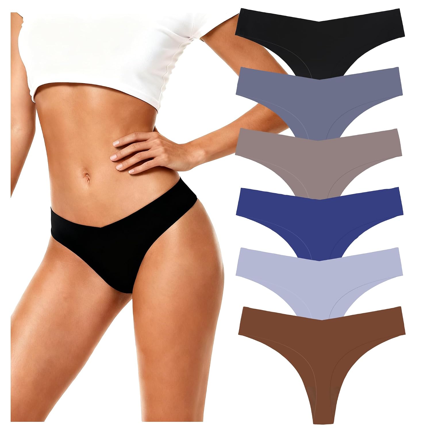 Airxylit 6-Pack Seamless Thongs for Women
