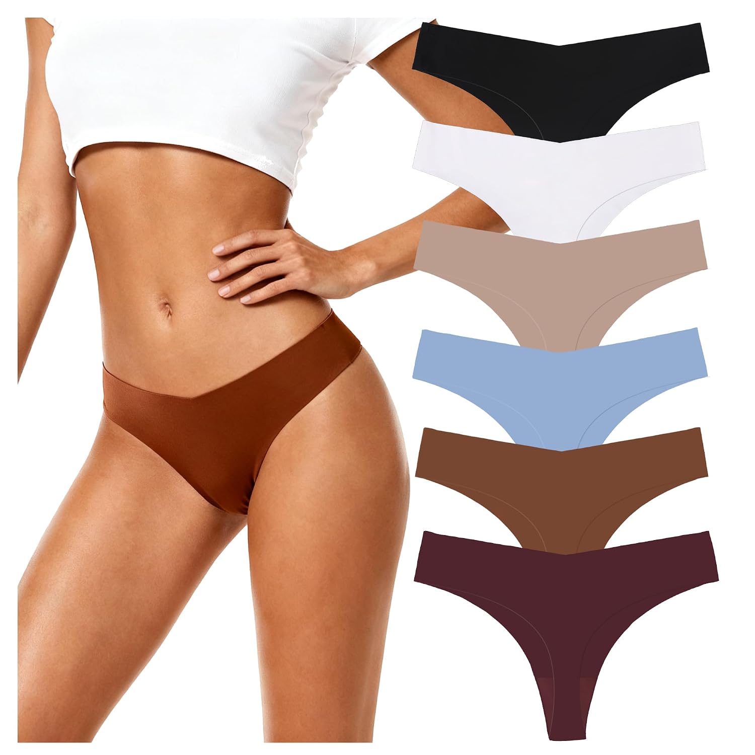 Airxylit 6-Pack Seamless Thongs for Women