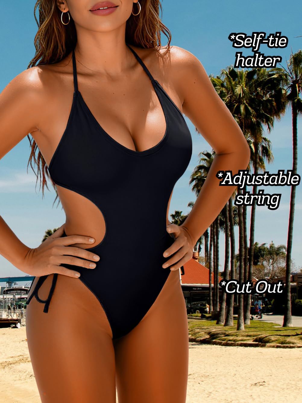 ChiaoLezhee Halter Cut-Out Monokini Swimsuit — image 4