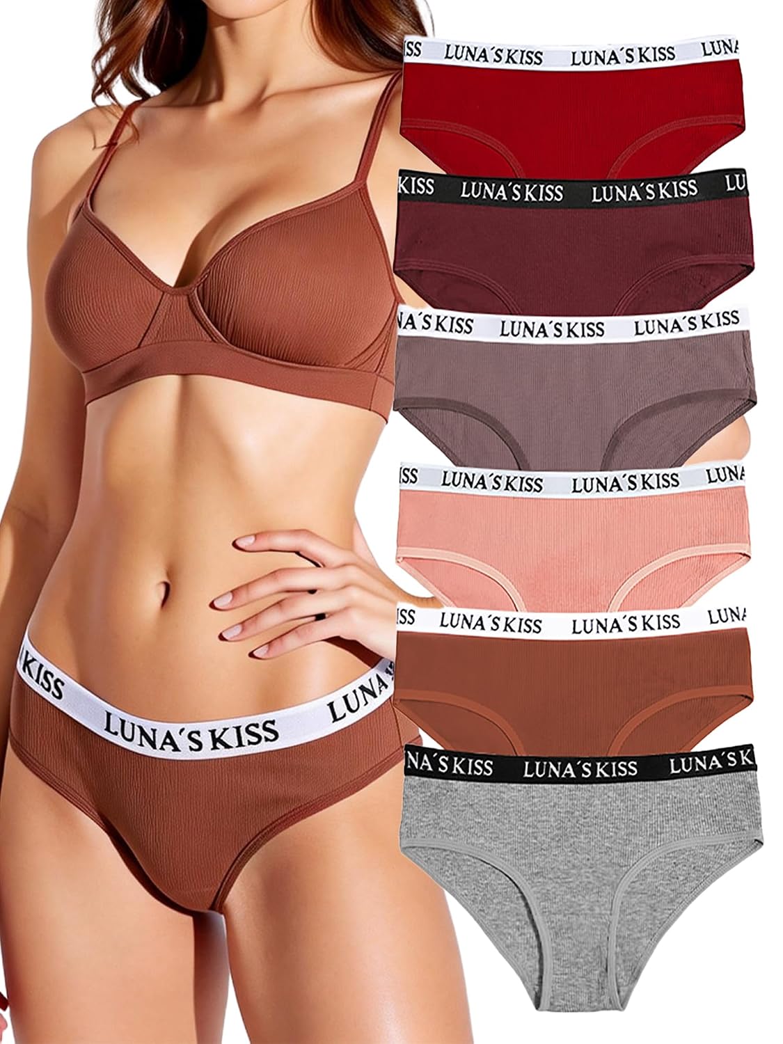 LUNA'S KISS 6-Pack Cotton Hipster Bikini Panties