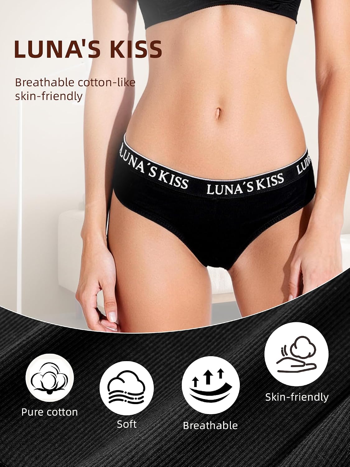 LUNA'S KISS 6-Pack Cotton Hipster Bikini Panties — image 4