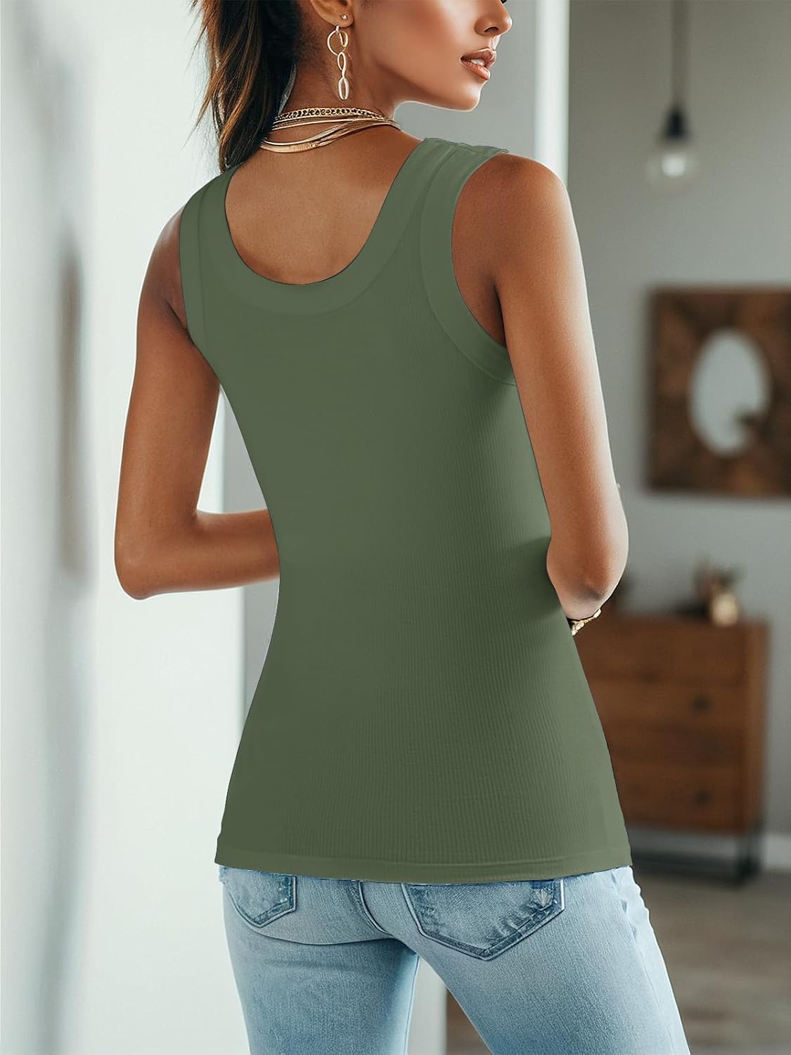 Ninee Ribbed Cami Tank with Built-in Bra — image 2