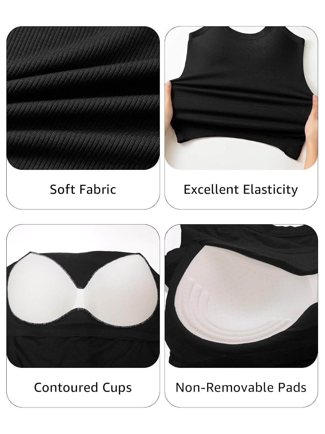 Ninee Ribbed Cami Tank with Built-in Bra — image 6