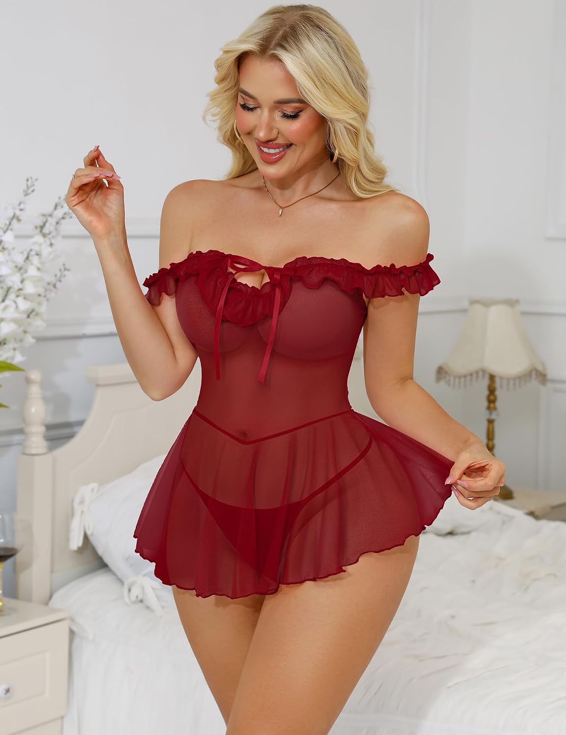 Mixxmix Off Shoulder Ruffle Babydoll Lingerie — image 2