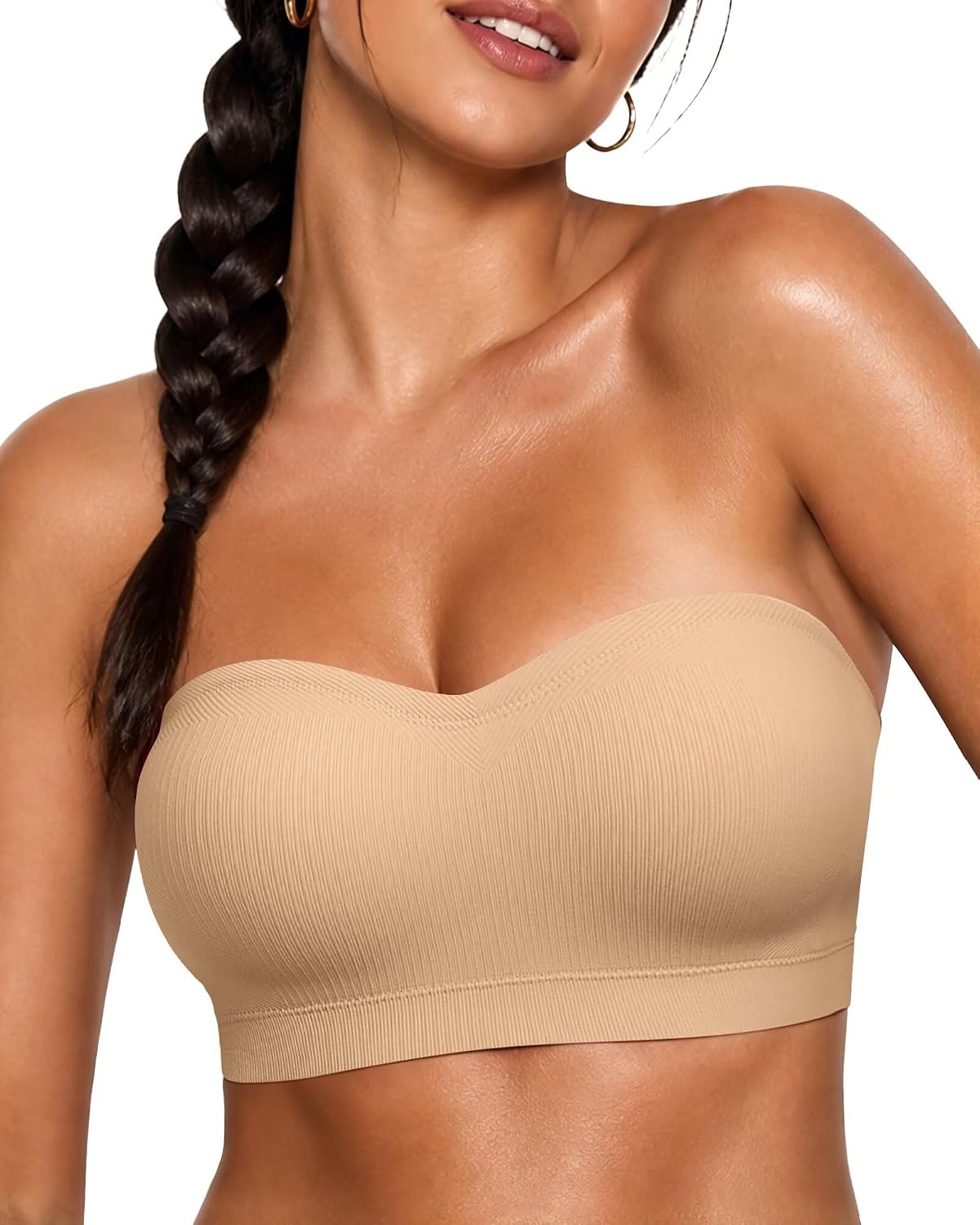 Vertvie Strapless Wireless Push Up Bandeau Bra