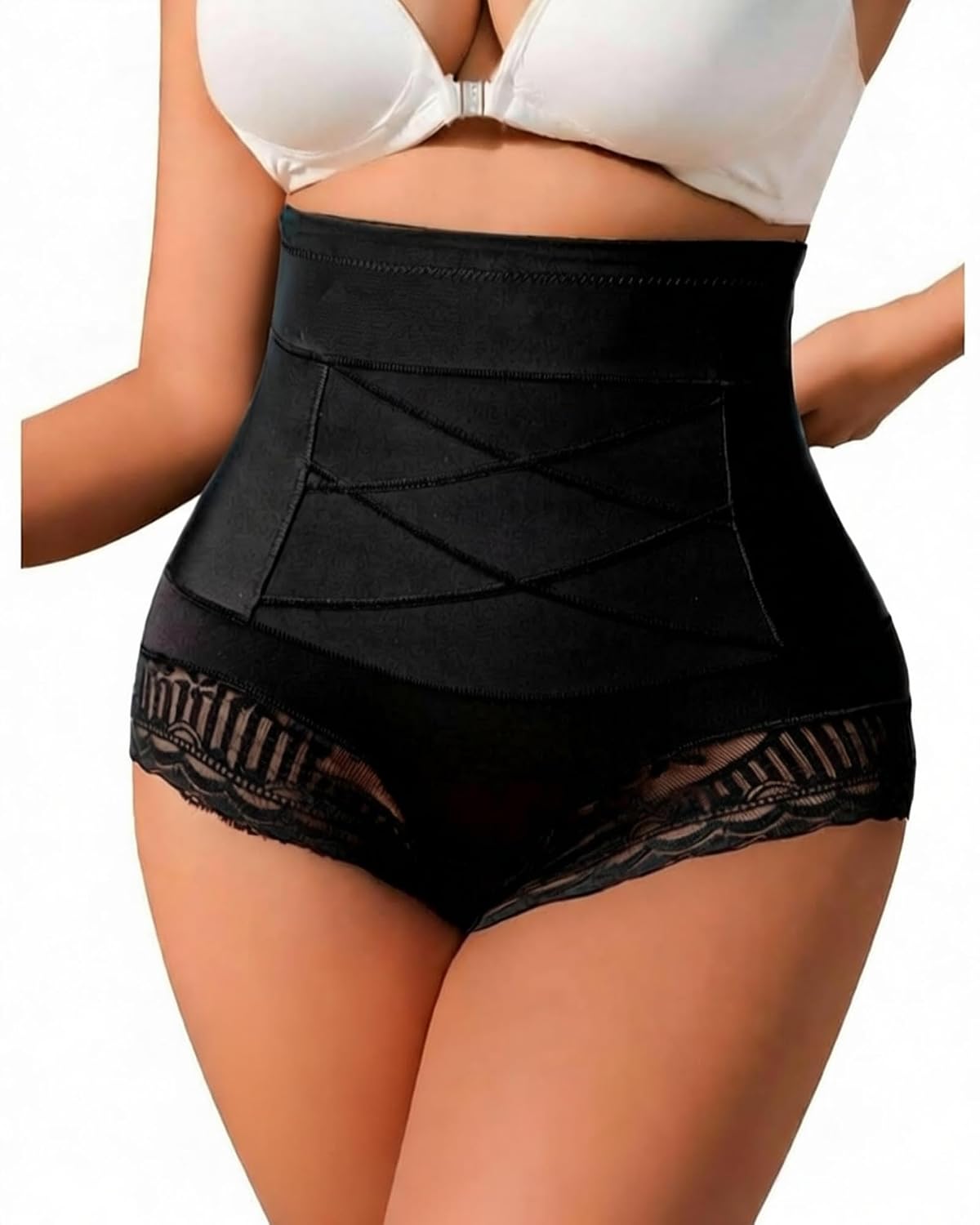 Plus Size Seamless Lace Tummy Control Panty