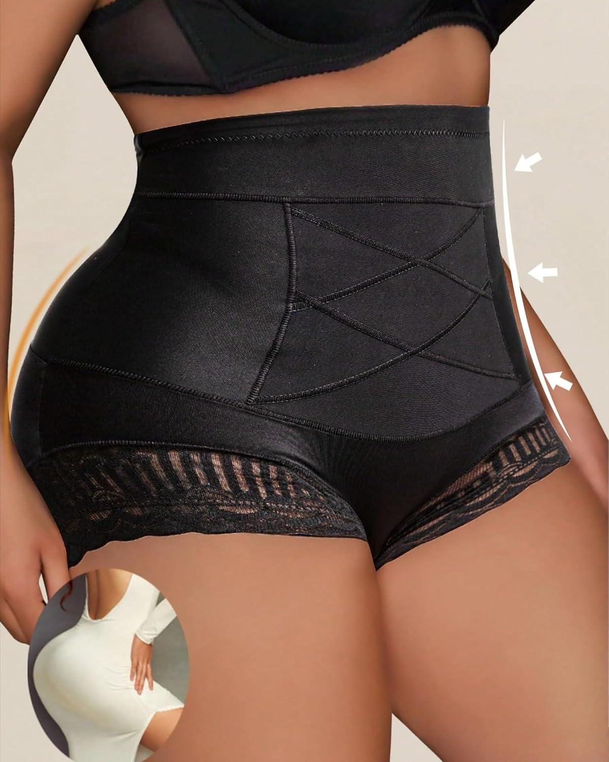Plus Size Seamless Lace Tummy Control Panty — image 3