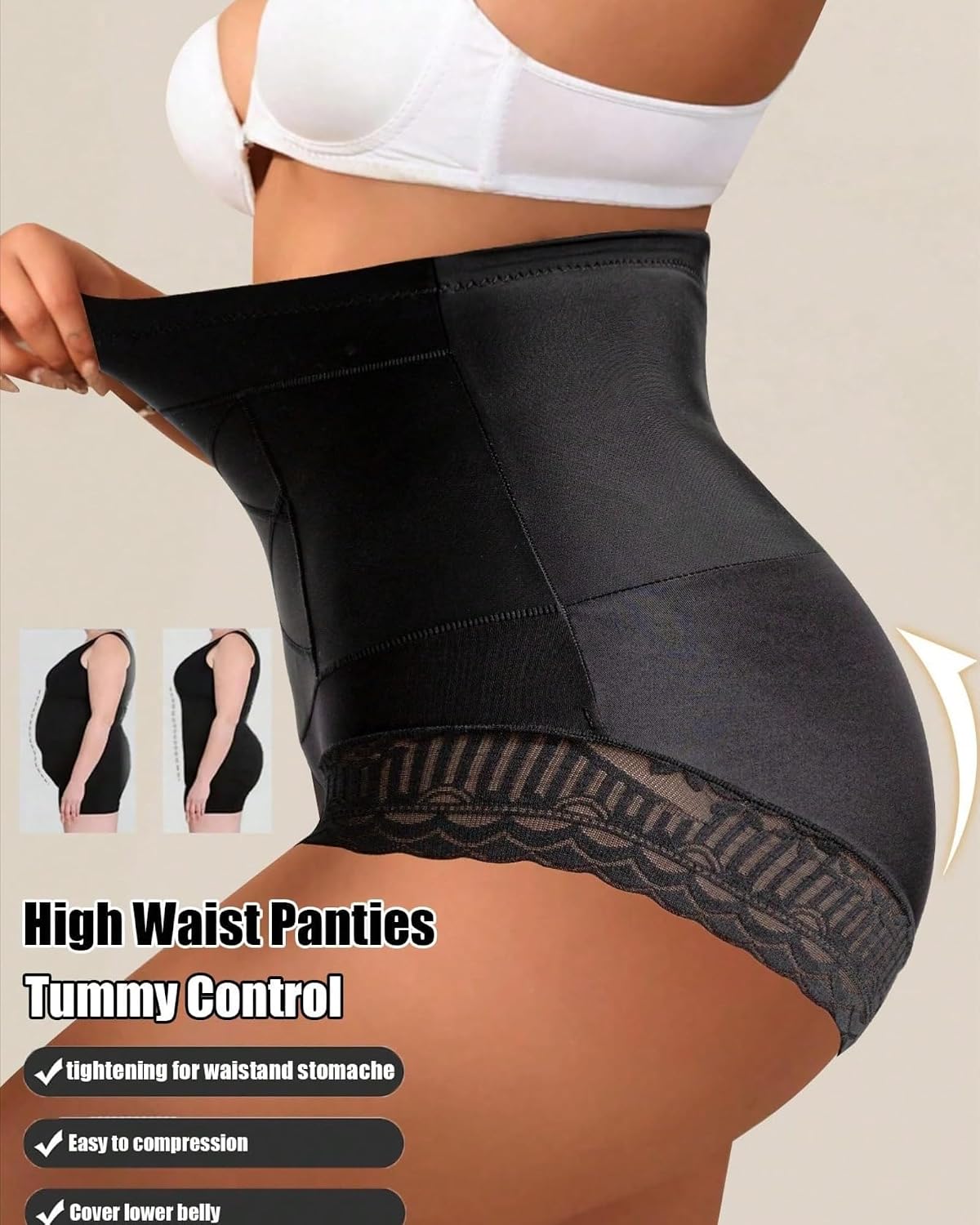 Plus Size Seamless Lace Tummy Control Panty — image 5