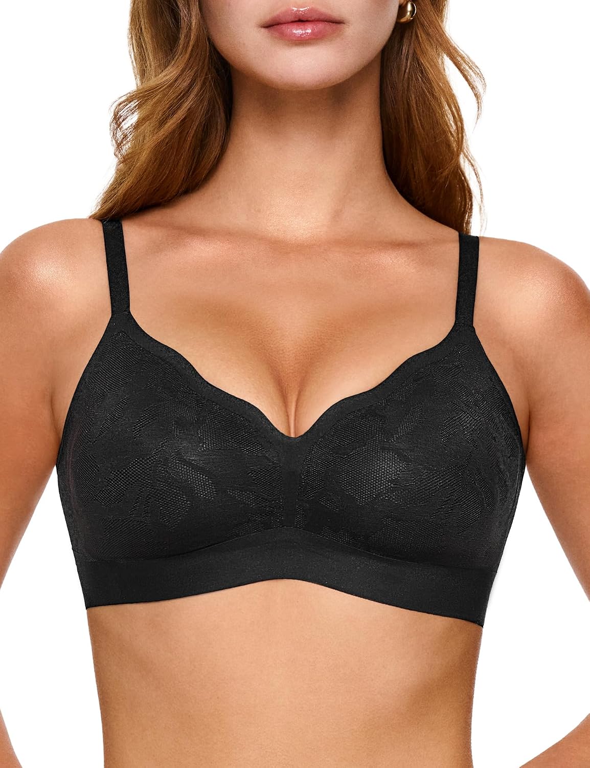 Lehoba Women's Wireless No Show Lace Bralette