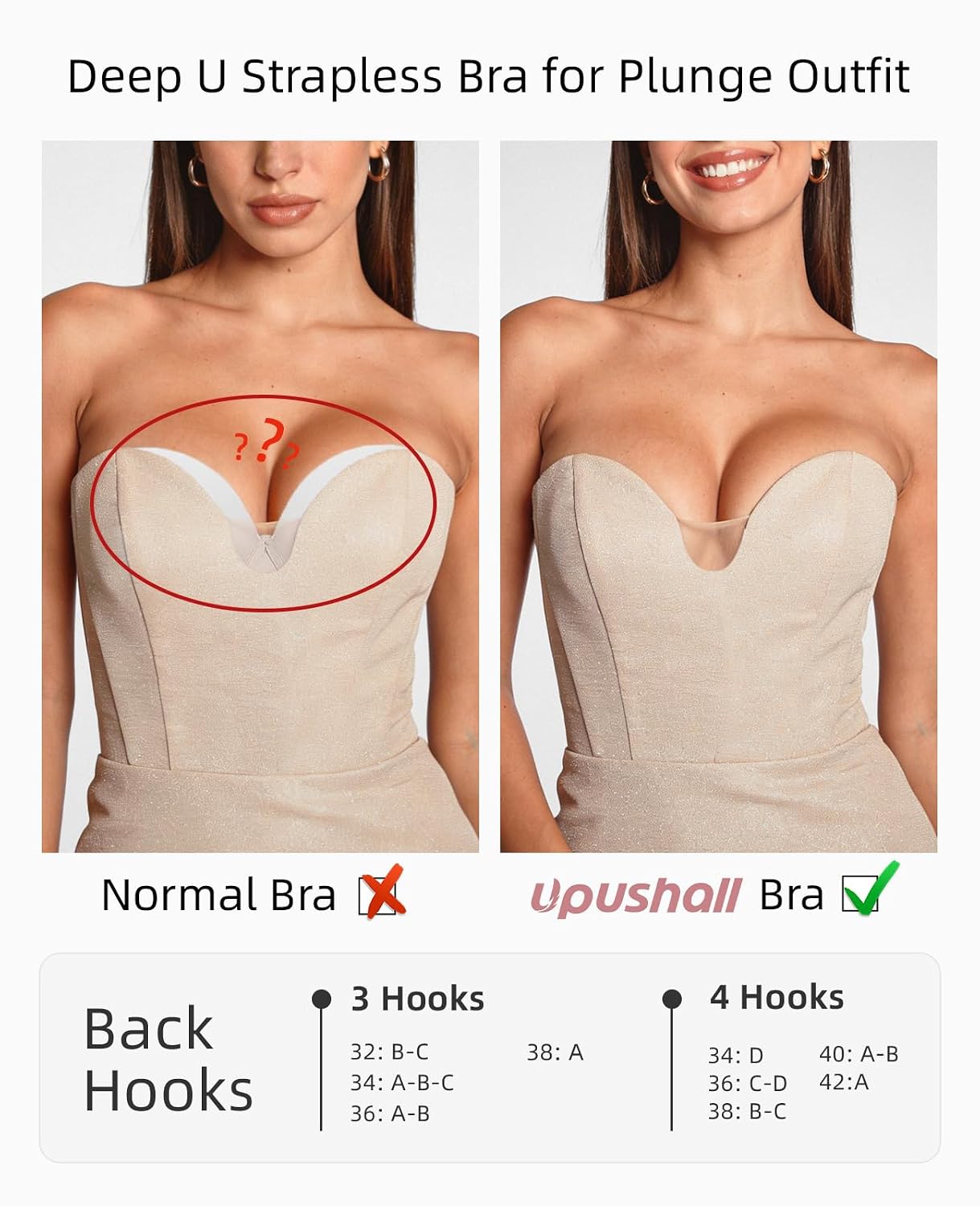 Upushall Strapless Push Up Bra for Women — image 4