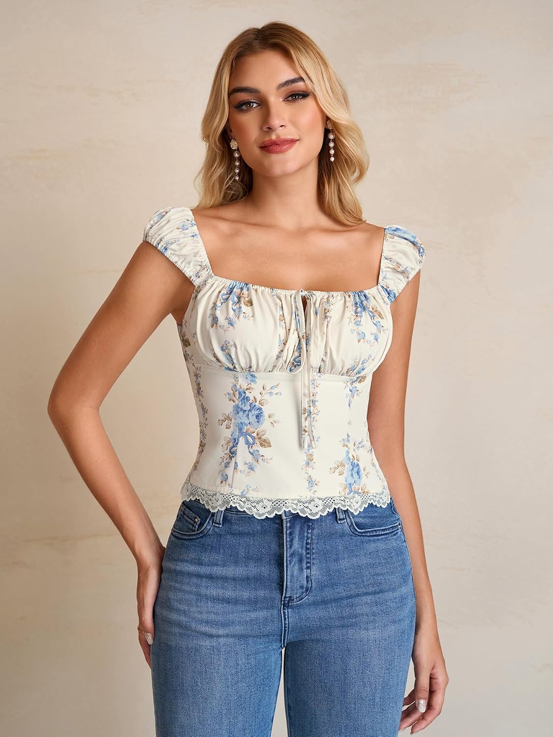 KUTUMAI Floral Lace Corset Crop Top — image 3