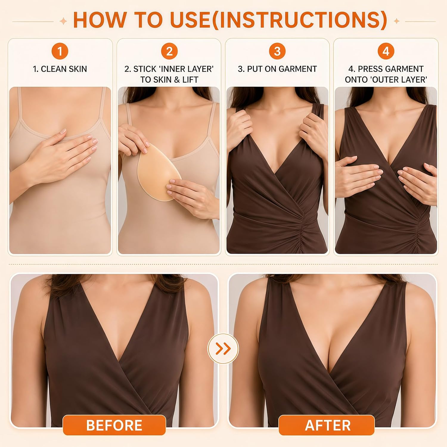 Reusable Sticky Bra Inserts Push Up Pads — image 3