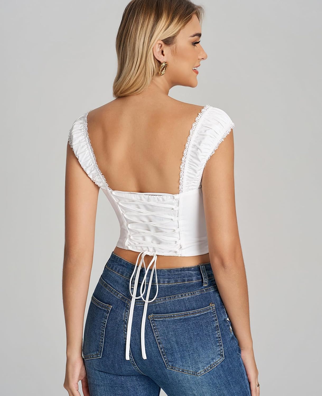 GLNEGE Women's Lace-Up Corset Bustier Top — image 3