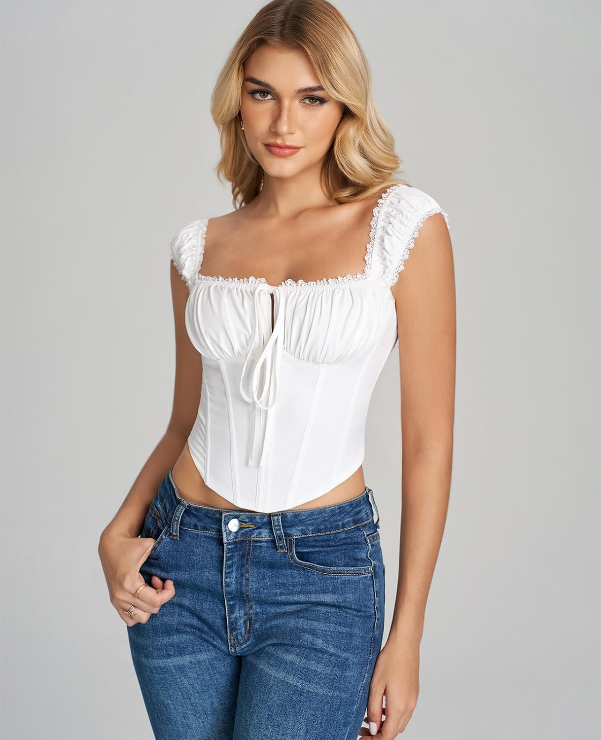 GLNEGE Women's Lace-Up Corset Bustier Top — image 4