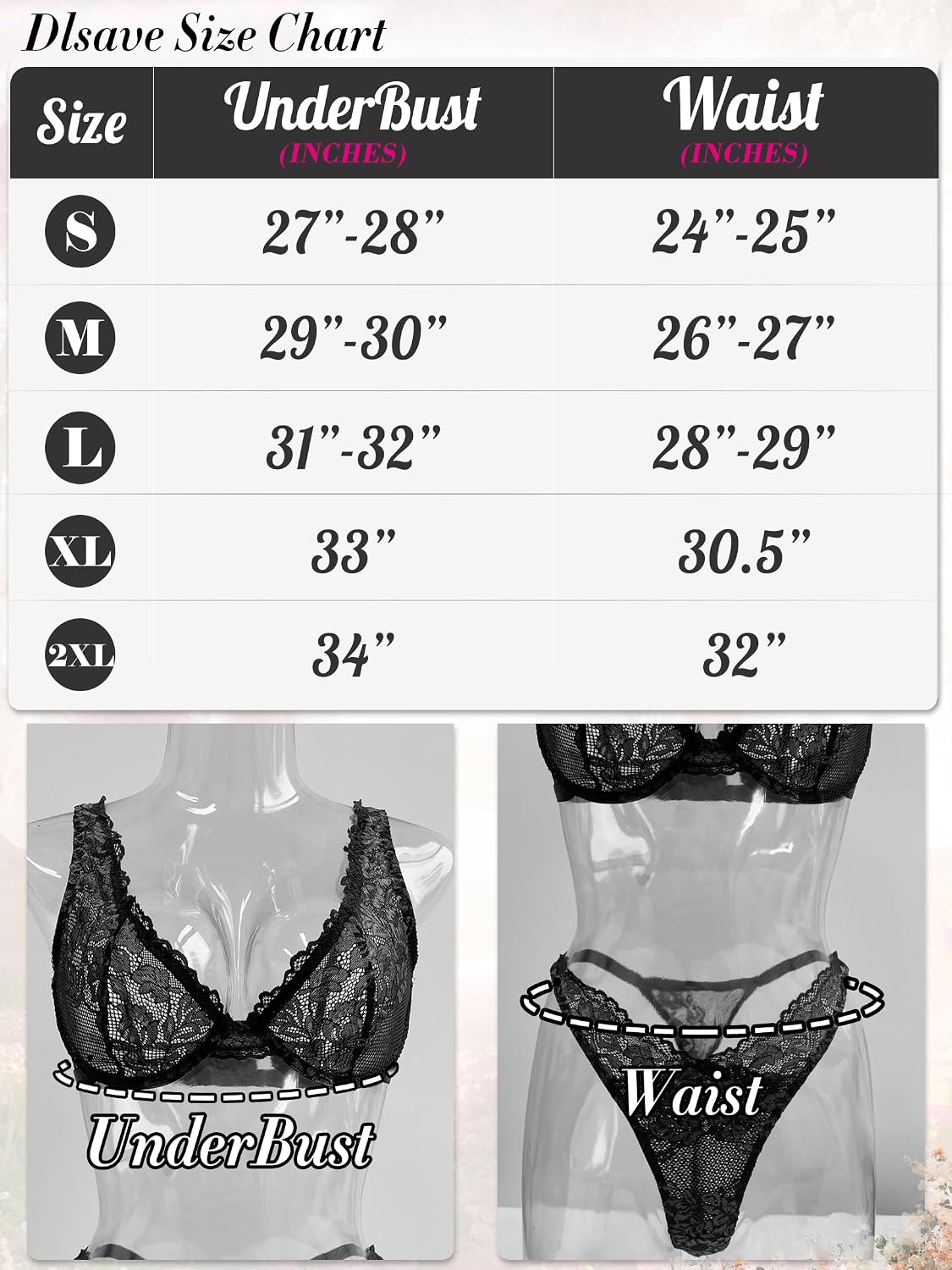 Dlsave Floral Lace Push Up Bra Set — image 6