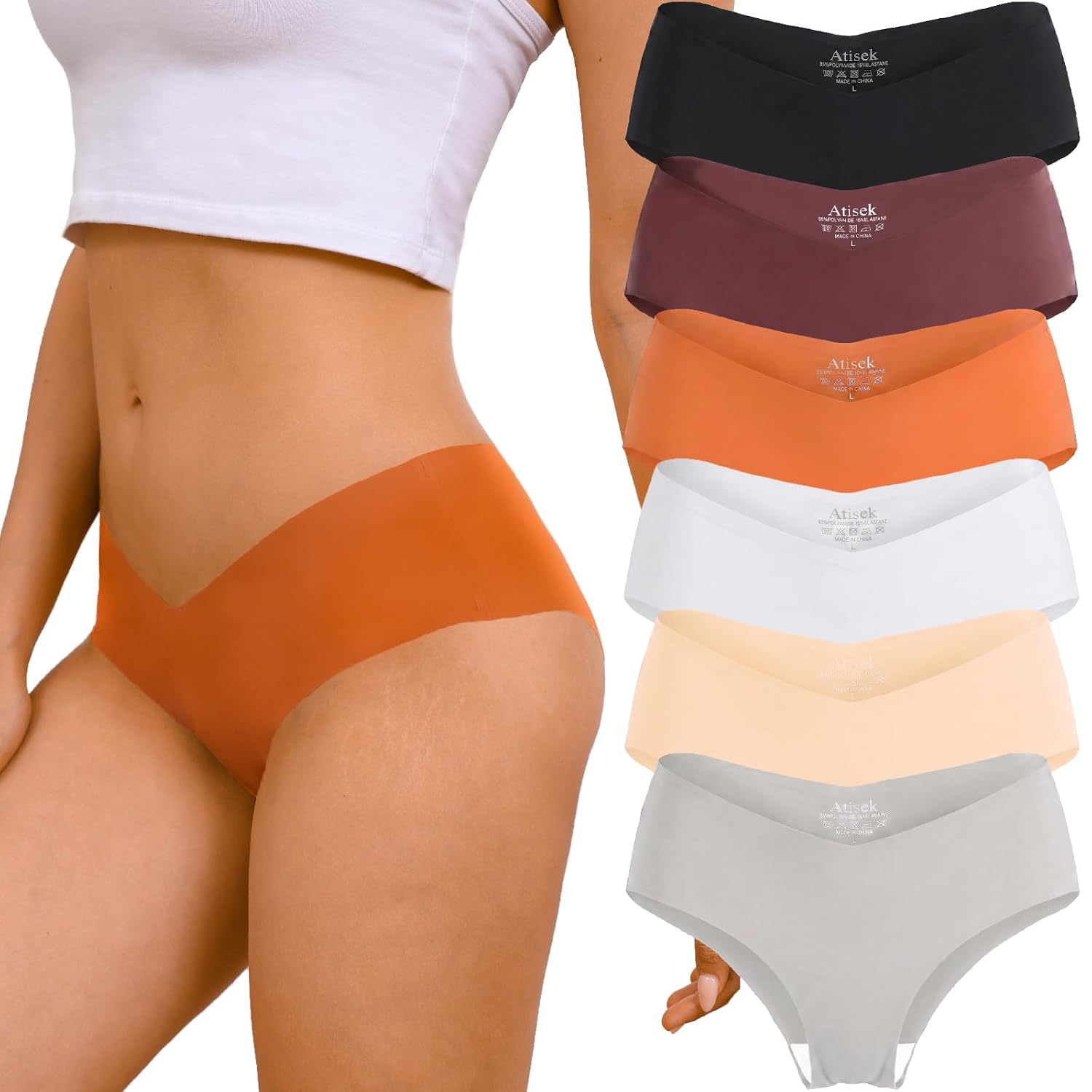 Atisek Seamless No Show Cheeky Bikini 6-Pack