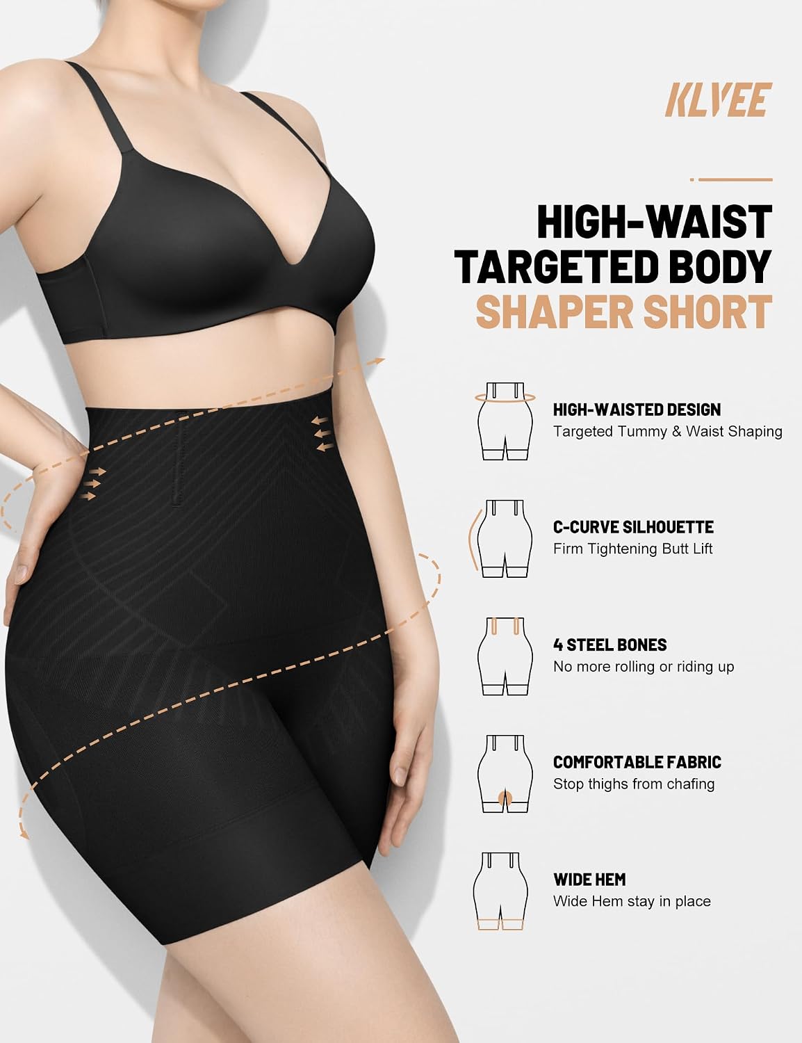 KLVEE High Waisted Shapewear Shorts for Women — image 2