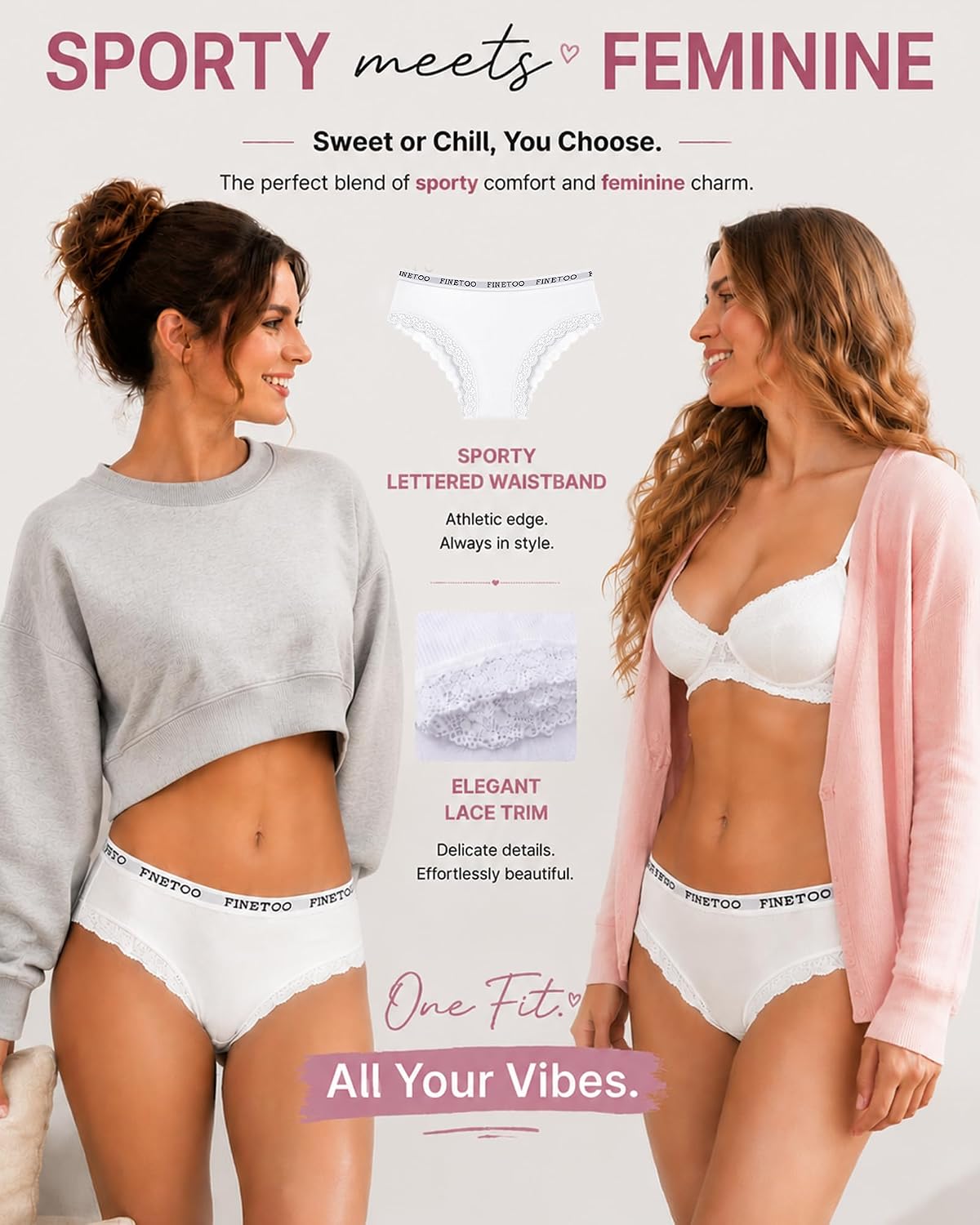 FINETOO Cotton Lace Cheeky Bikini Panties 6-Pack — image 6