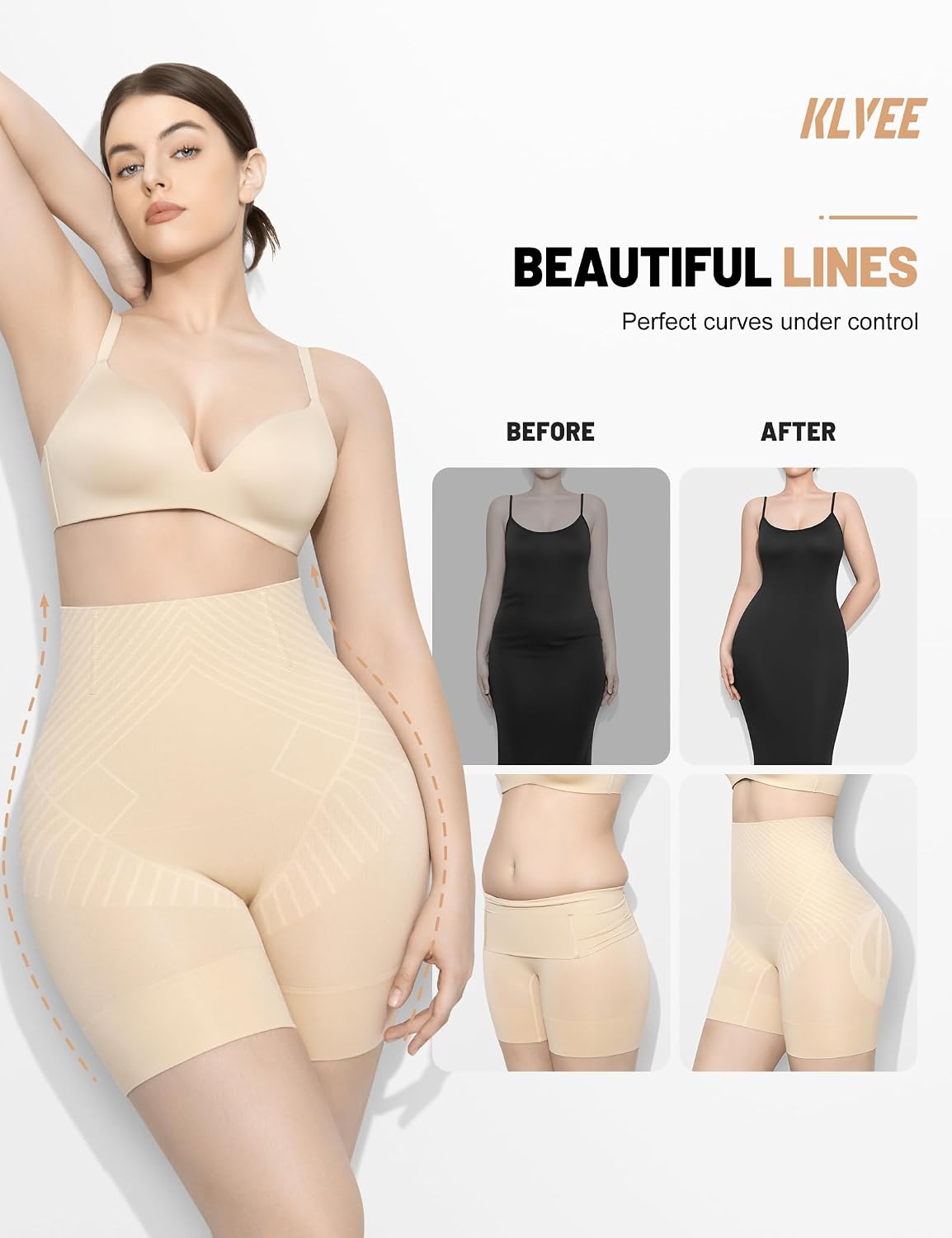 KLVEE High Waisted Shapewear Shorts for Women — image 4