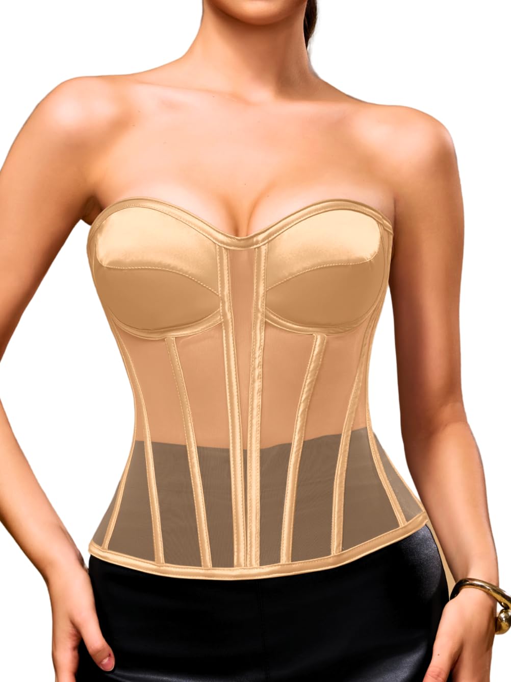 Kaei&Shi Strapless Mesh Corset Bustier