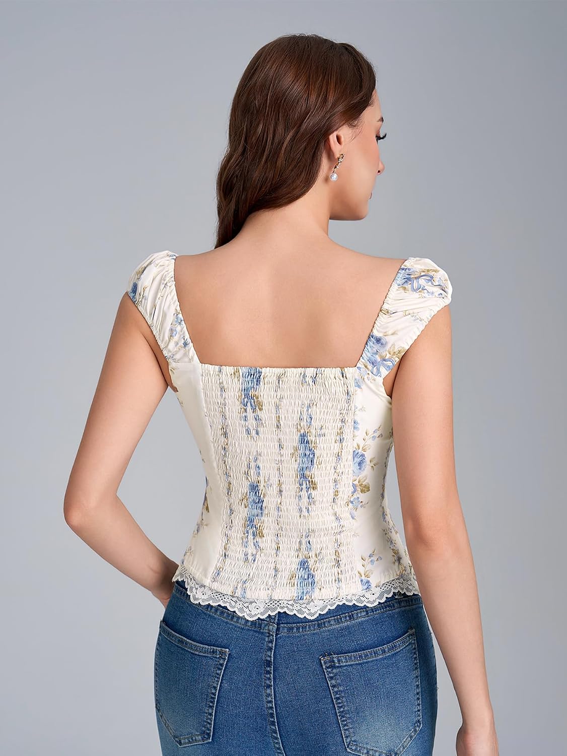 EYNMIN Lace Floral Corset Crop Top — image 3