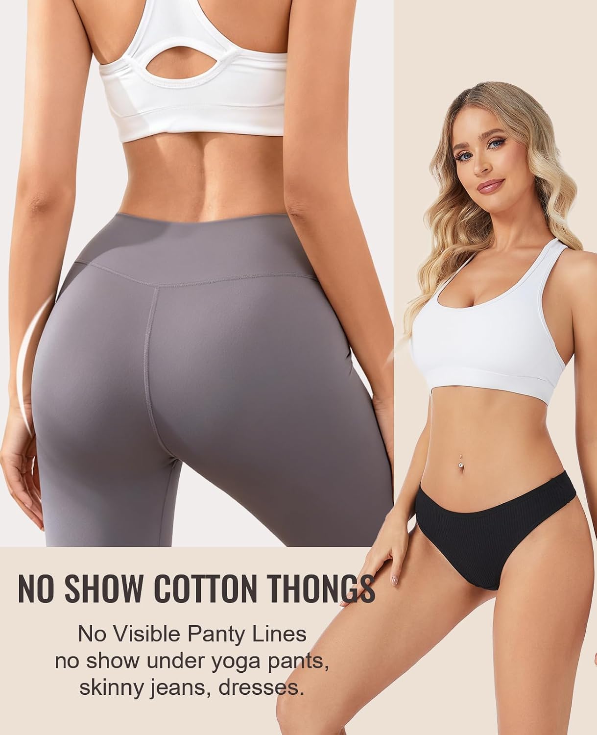 Sunm Boutique No Show Cotton Thongs for Women — image 6
