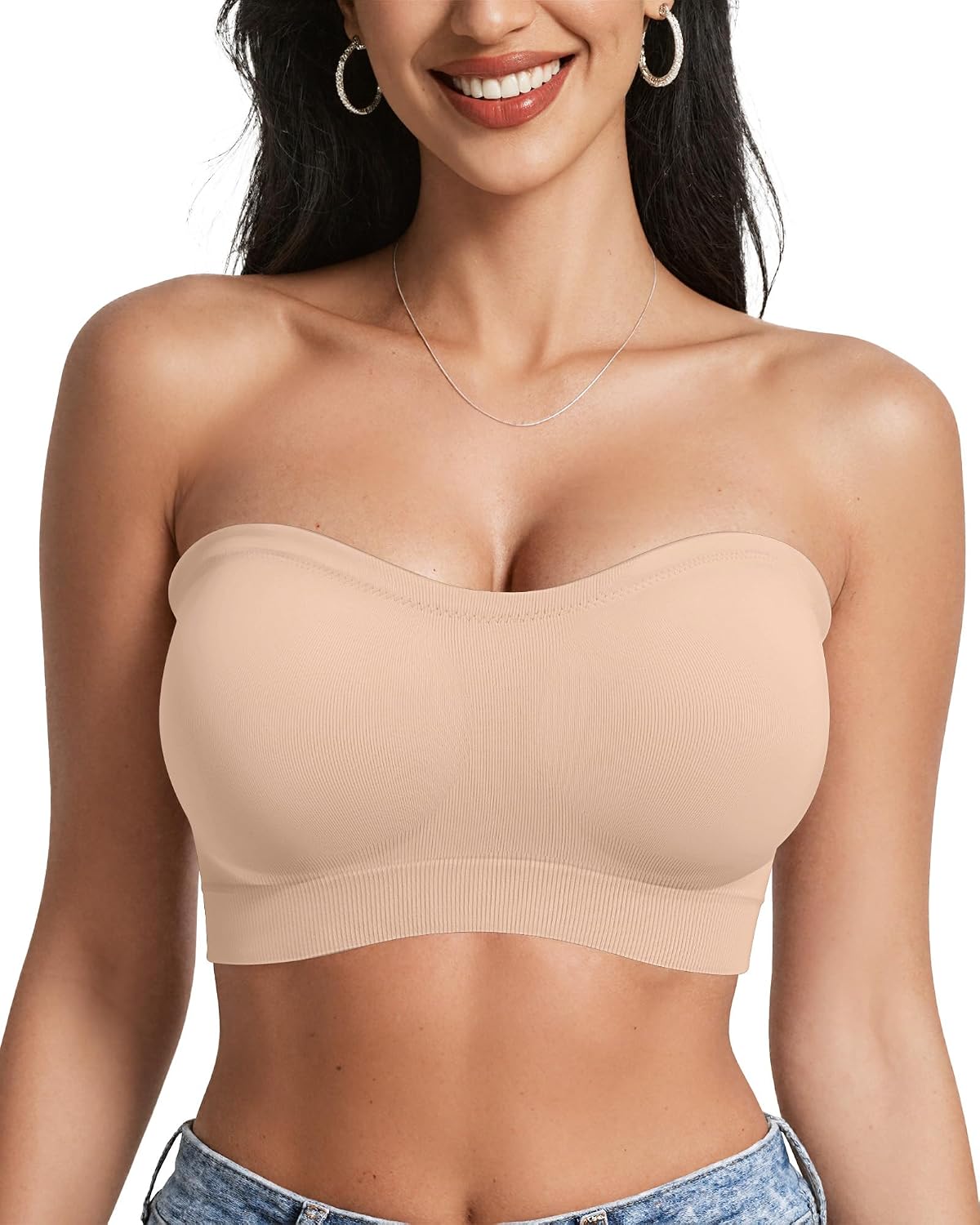 OEAK Plus Size Seamless Strapless Push-Up Bra