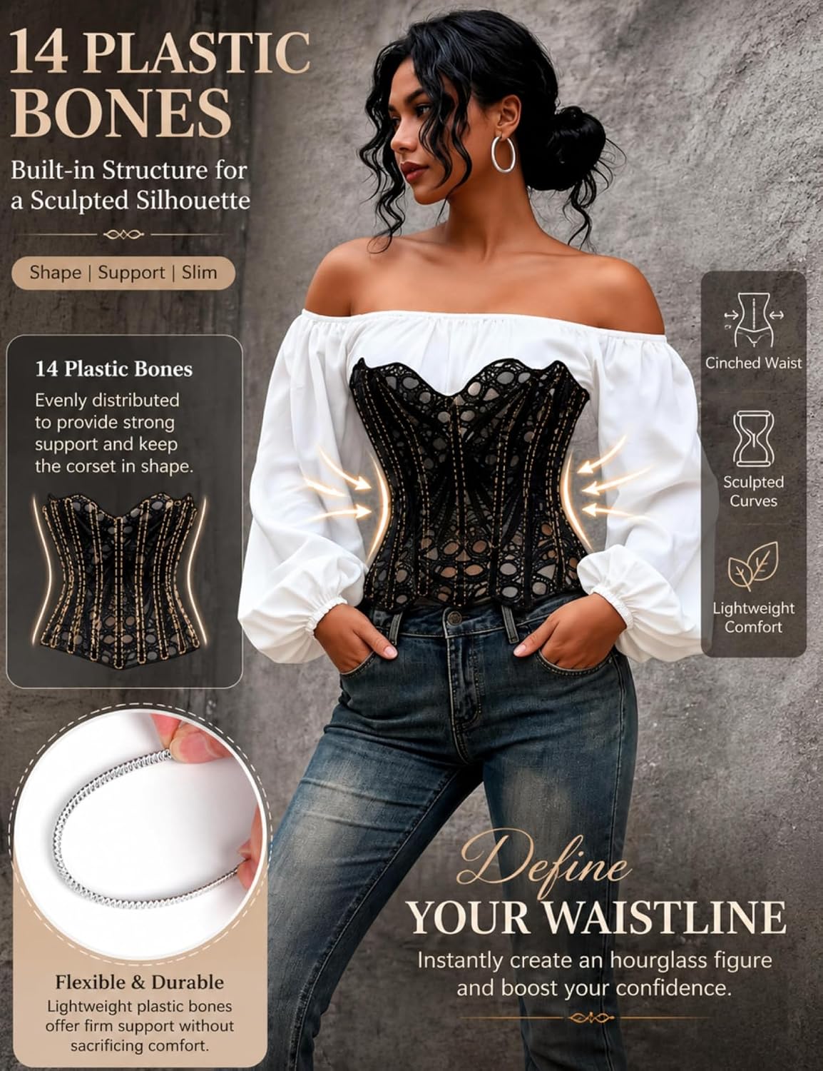 Comeondear Black Lace Bustier Corset Top — image 3