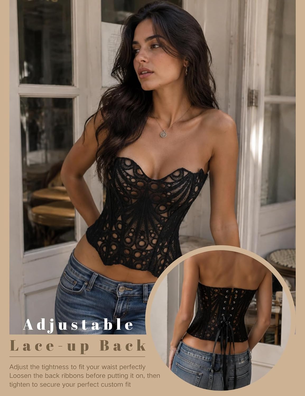 Comeondear Black Lace Bustier Corset Top — image 4