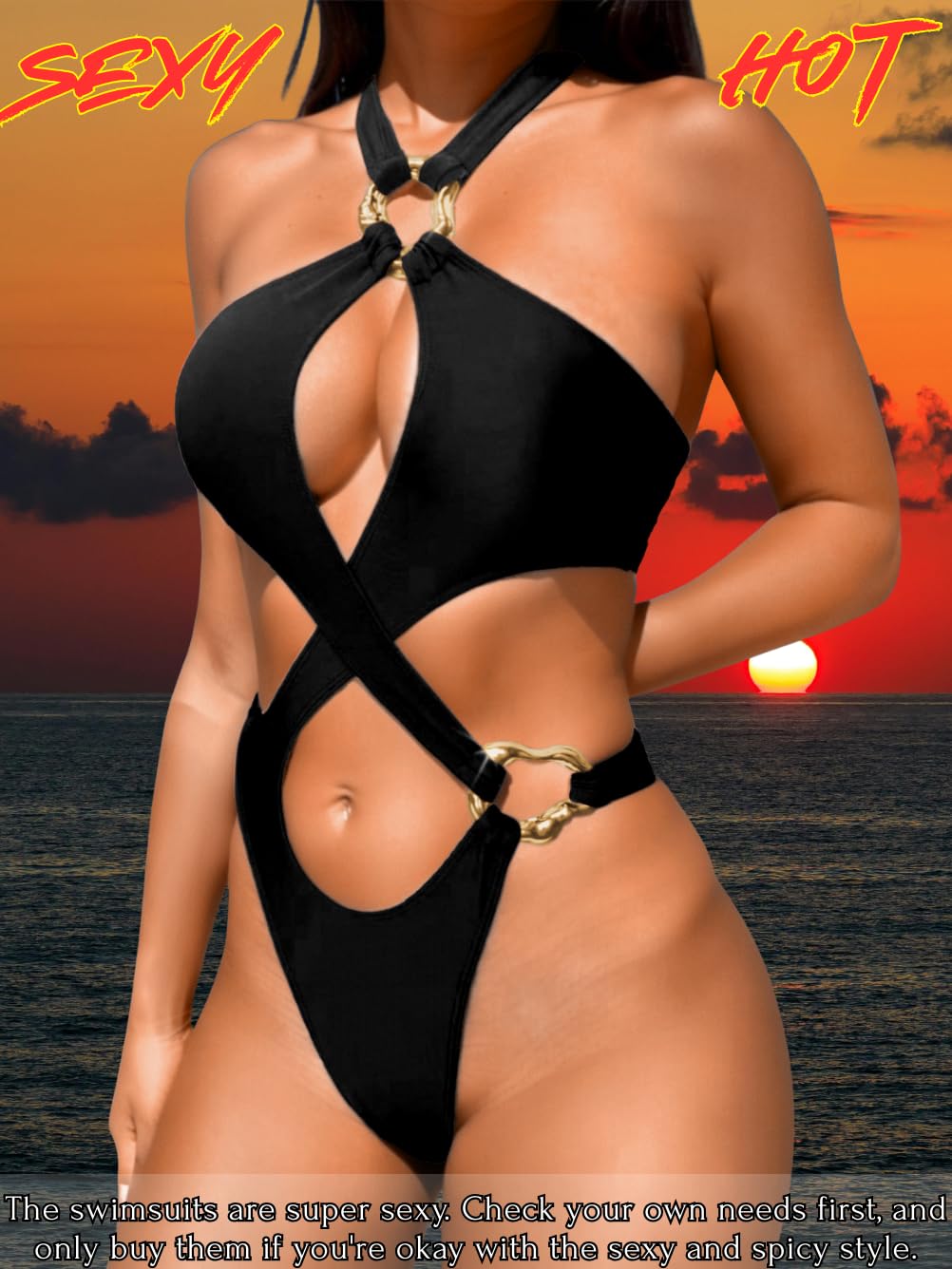 ChiaoLezhee Women's Halter Crisscross Cutout Monokini — image 2