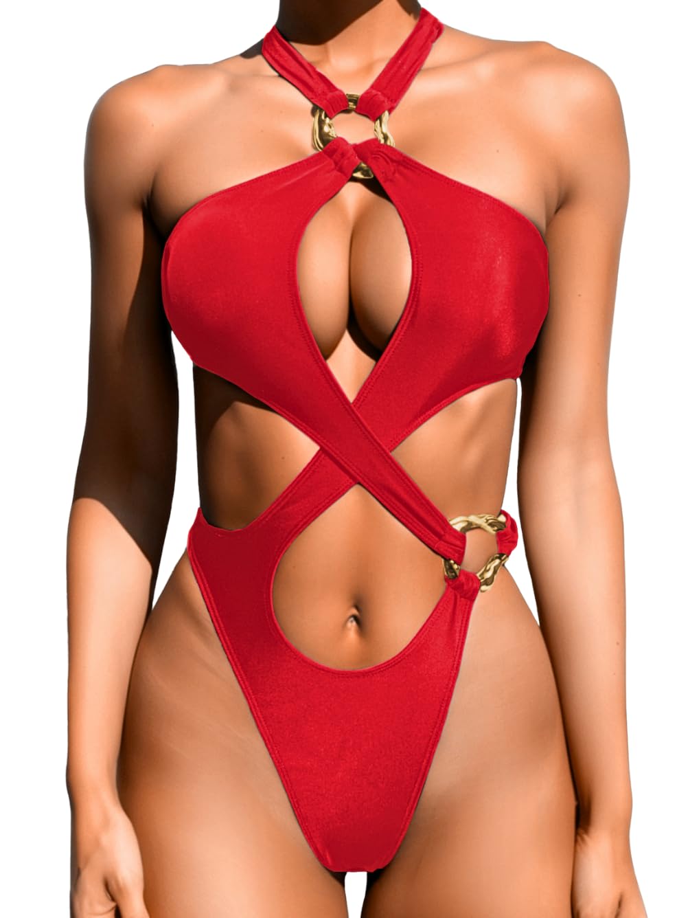 ChiaoLezhee Women's Halter Crisscross Cutout Monokini — image 7