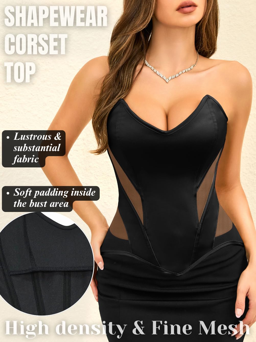 ChiaoLezhee Women's Satin Steel Boned Corset Bustier — image 2