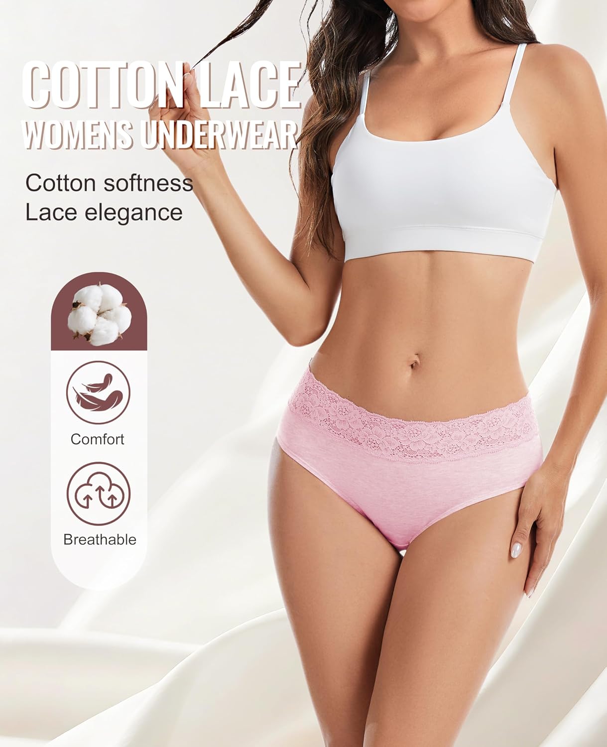 Sunm Boutique Lace Waistband Cotton Bikini Panties — image 3
