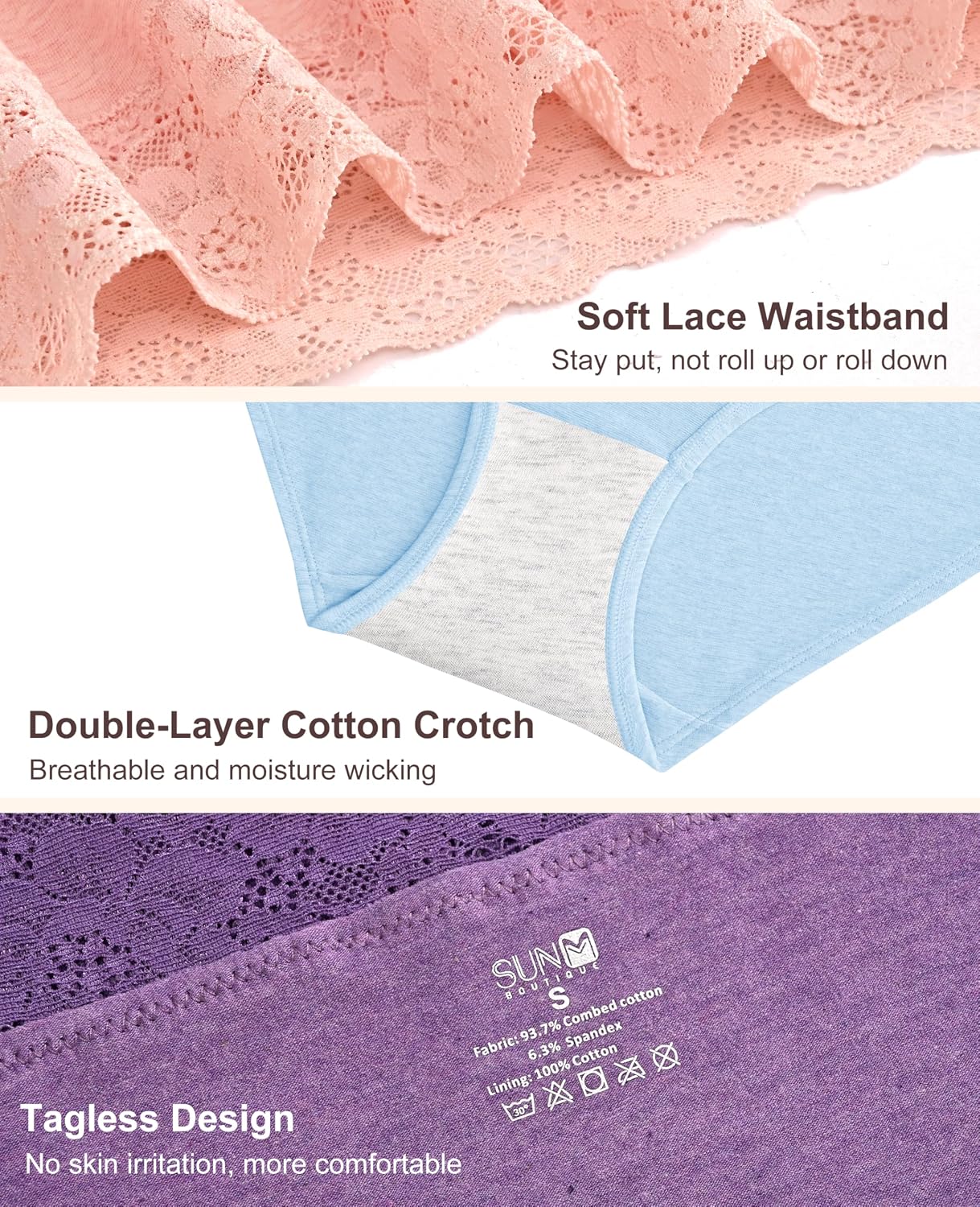 Sunm Boutique Lace Waistband Cotton Bikini Panties — image 6