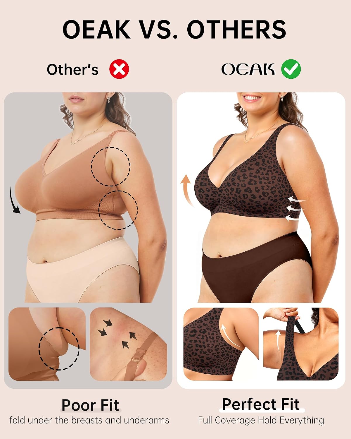 OEAK Wireless Deep V Bralette for Women — image 4