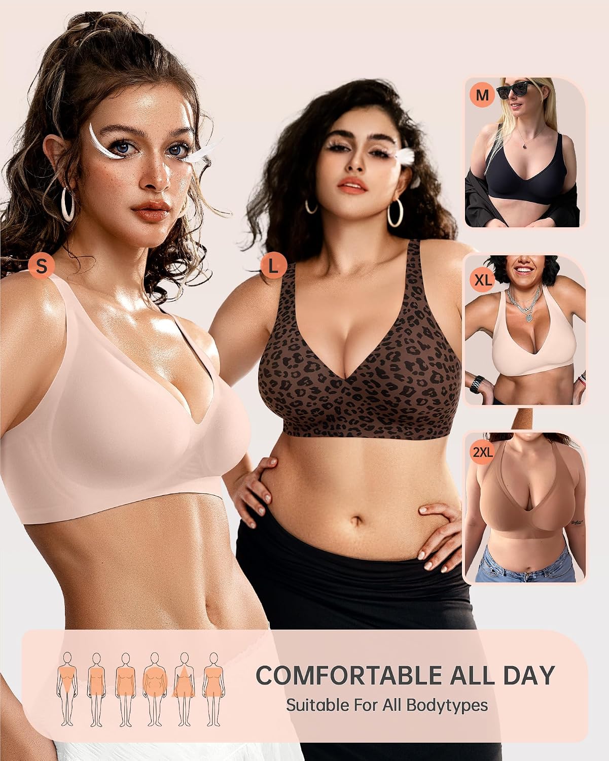 OEAK Wireless Deep V Bralette for Women — image 5