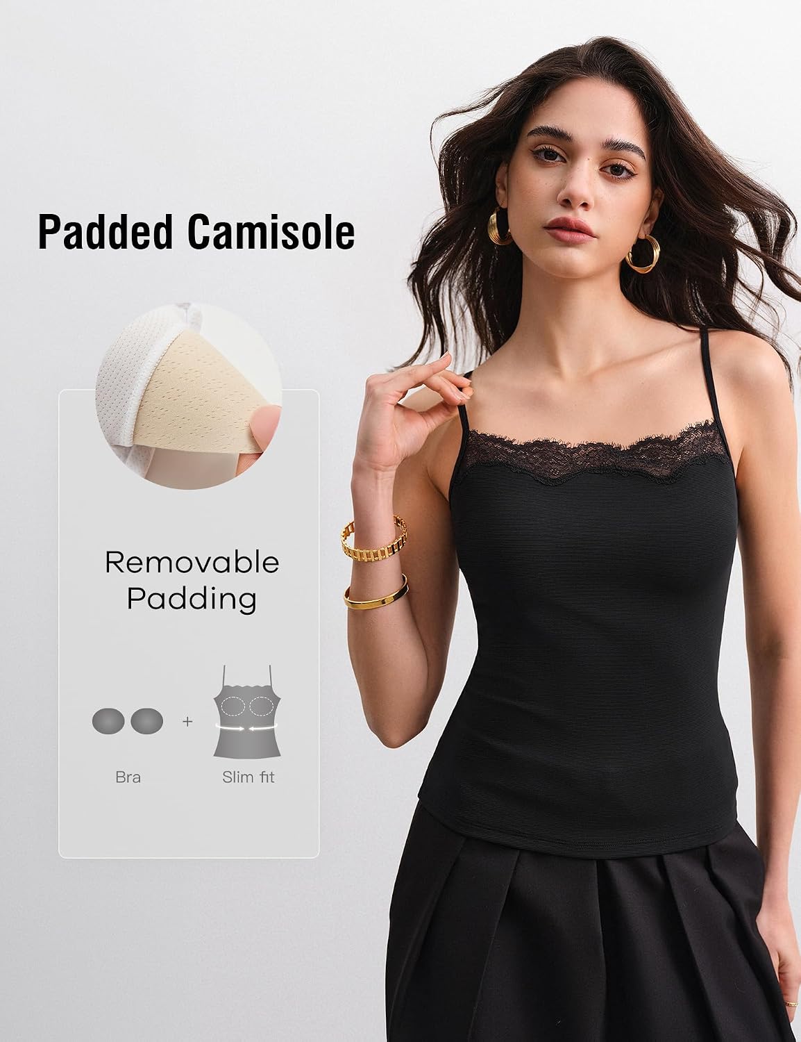C202 Women's Lace Camisole with Built-in Bra — image 4