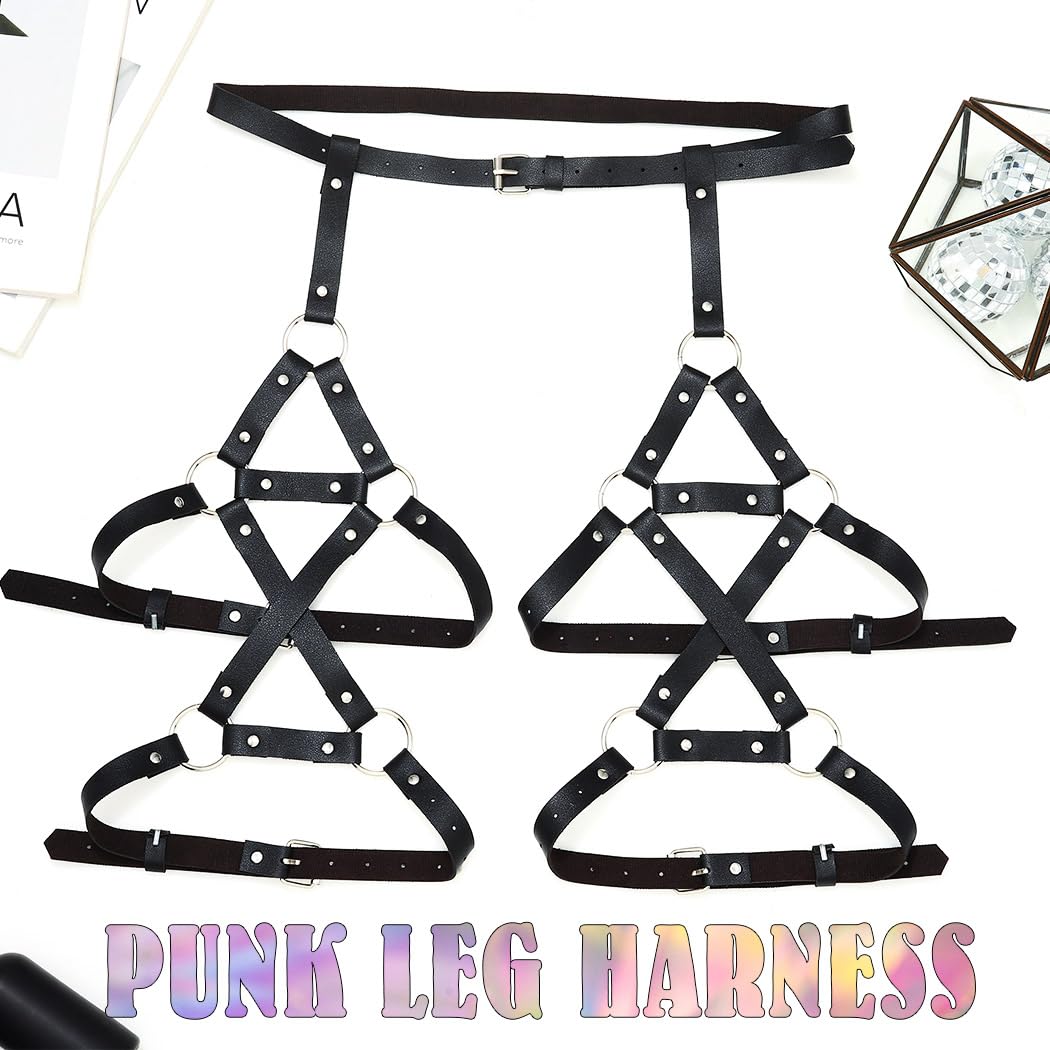 REETAN Black Leather Thigh Harness Garter Belt — image 6