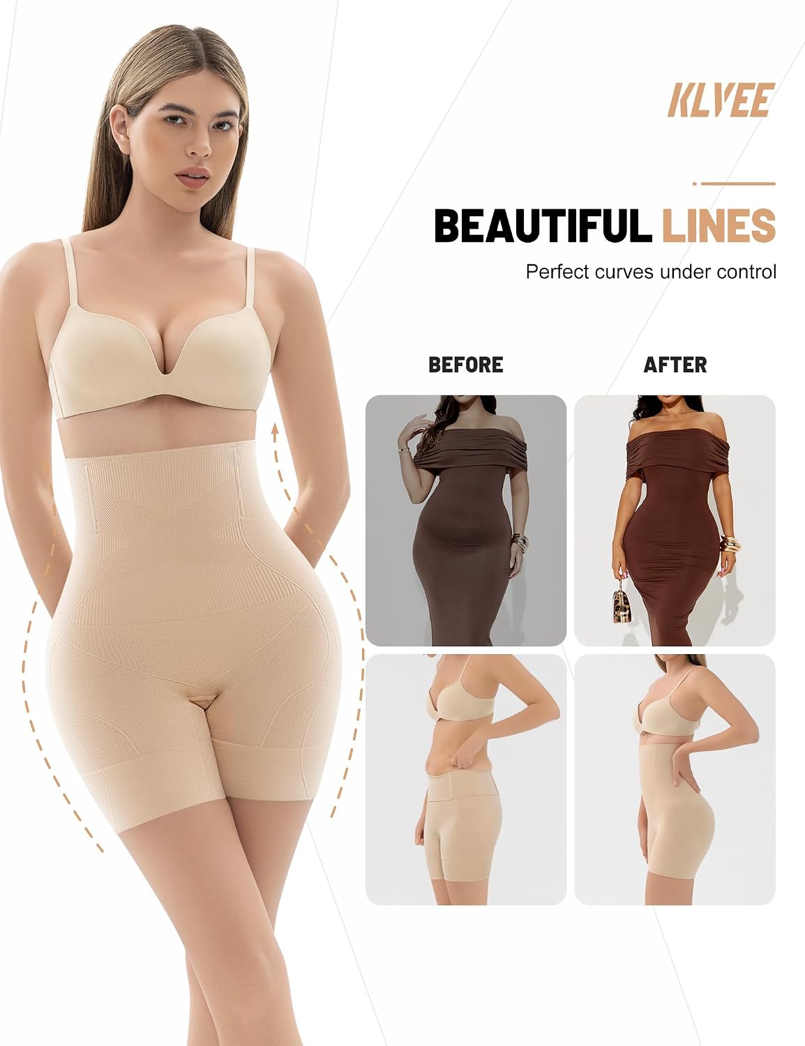 KLVEE High Waisted Tummy Control Shapewear Shorts — image 4