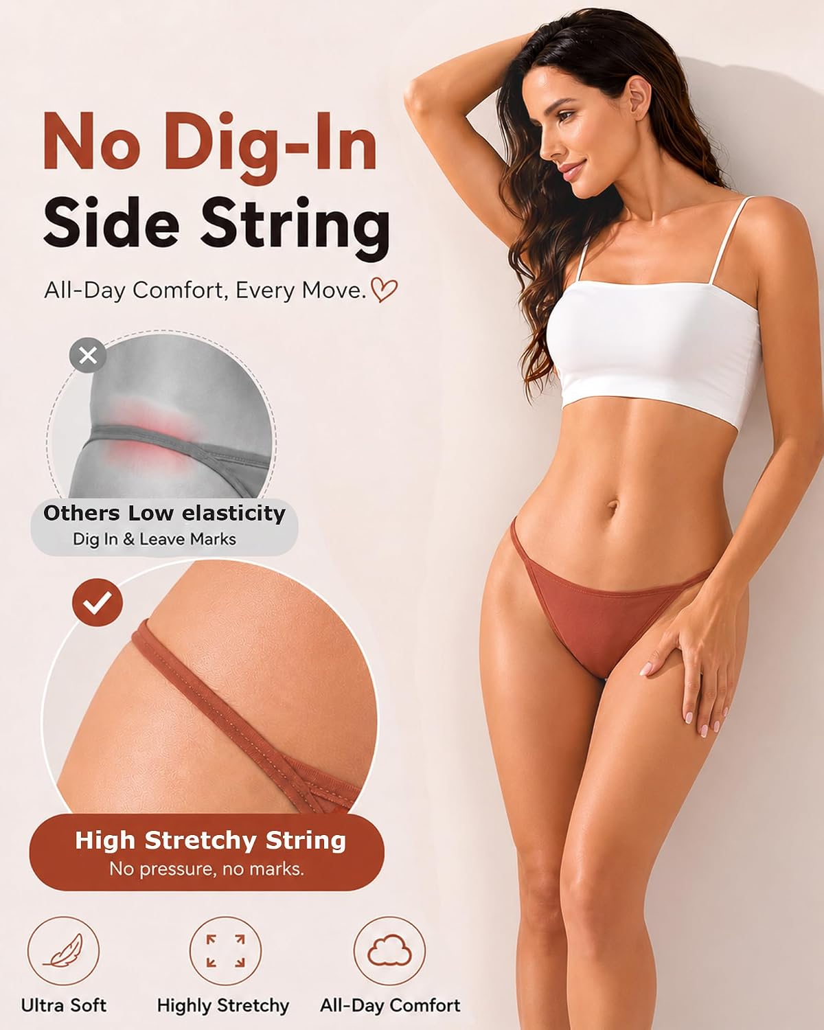 FINETOO 8-Pack Cotton Thongs for Women — image 5