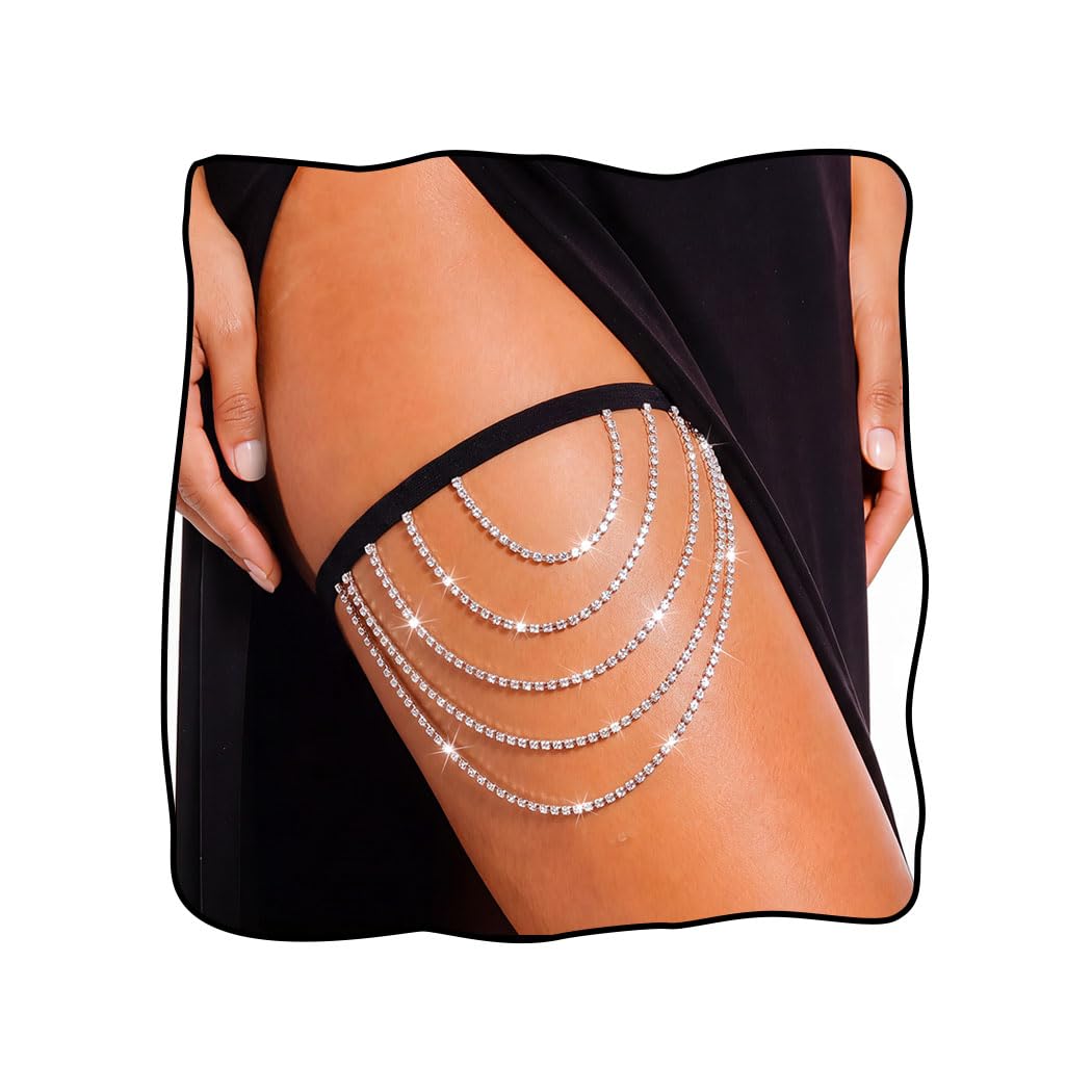 EVAZEN Rhinestone Multi-Layer Thigh Leg Chain