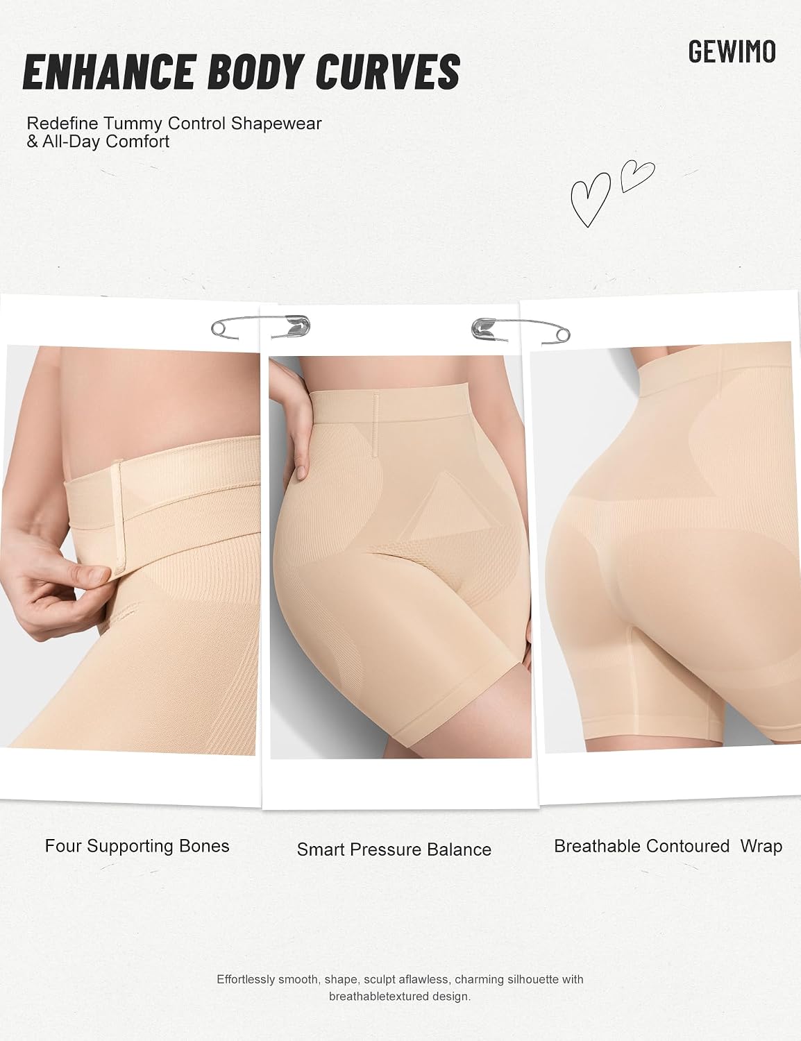 GEWIMO High Waisted Shapewear Shorts for Women — image 3