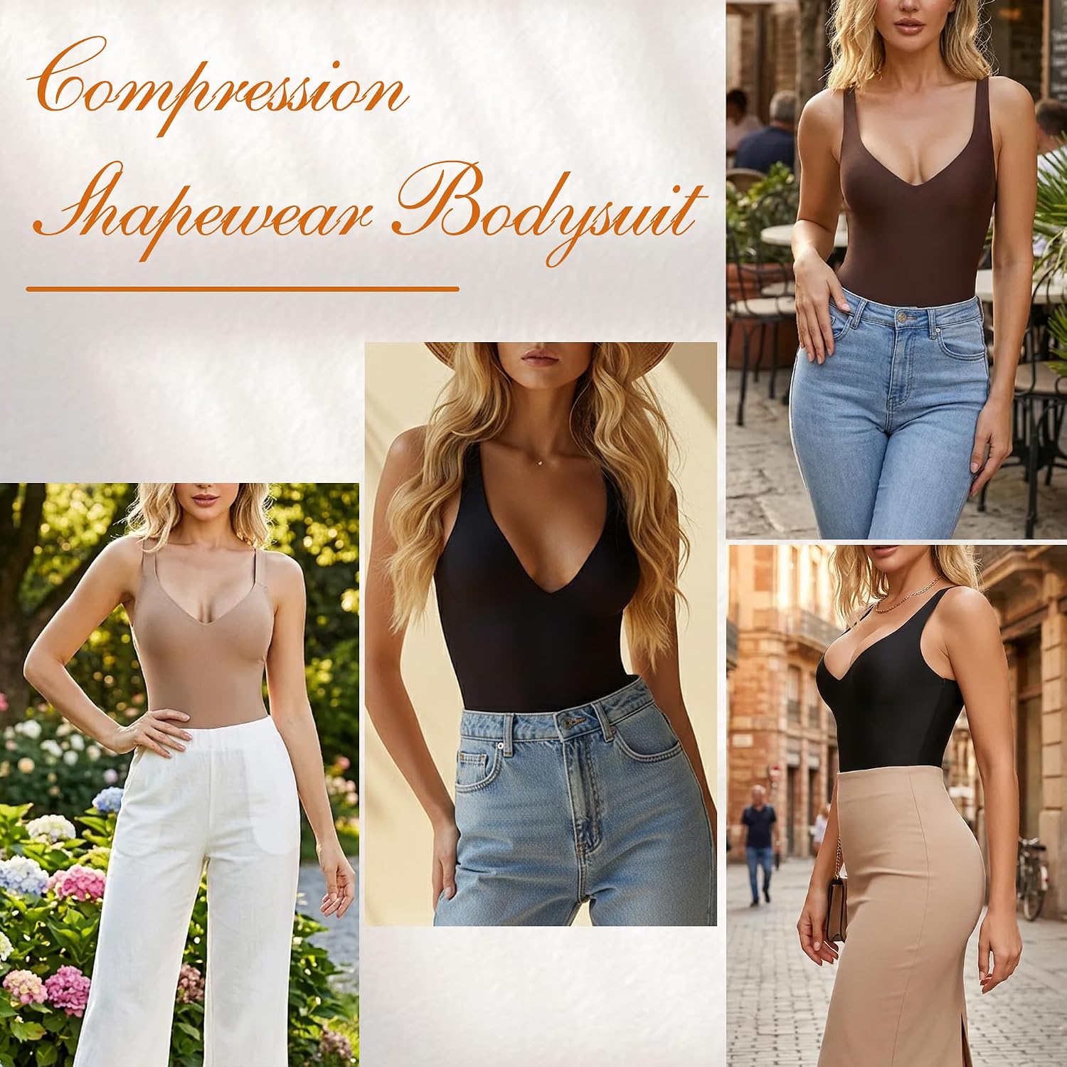 Women's Deep V Shapewear Bodysuit with Tummy Control — image 6