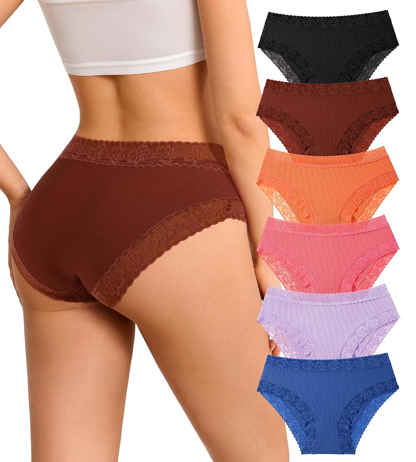 JUYINA Women's Cheeky Lace Bikini 6-Pack