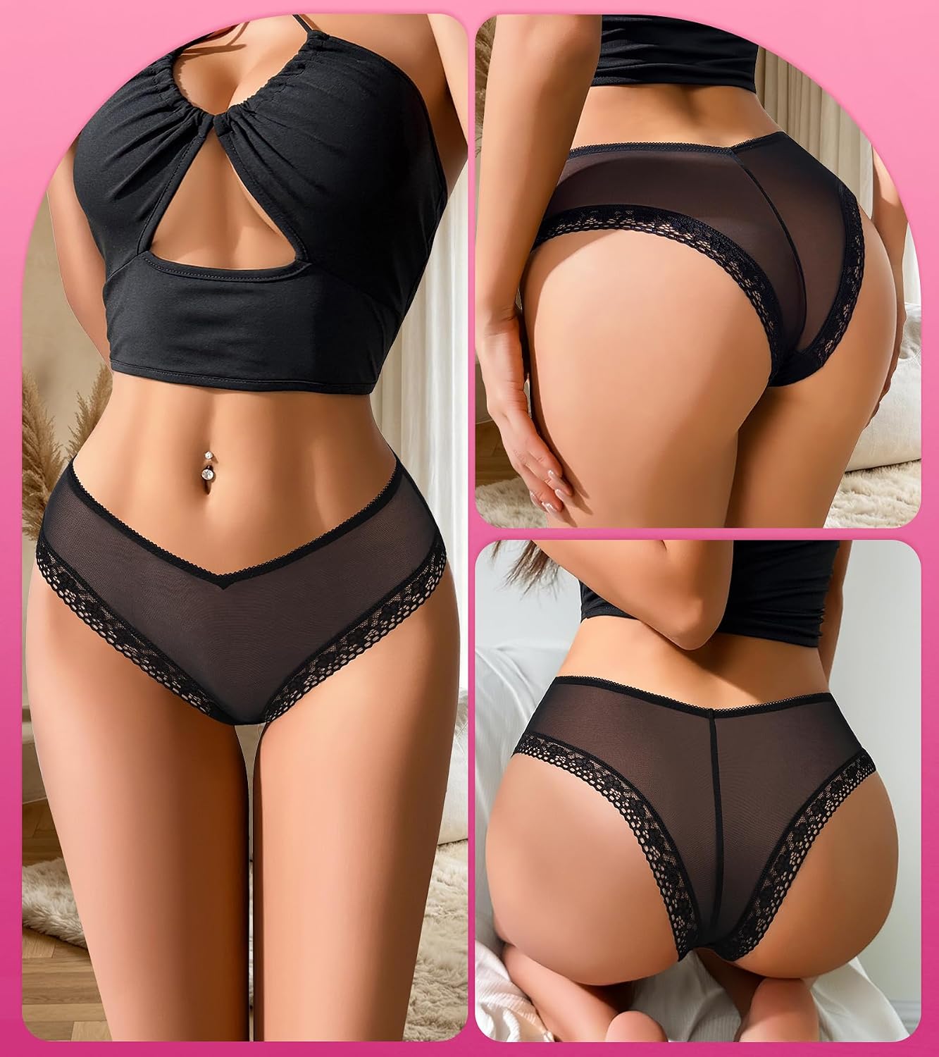 Neikuxia Lace Cheeky Bikini Panties 5-Pack — image 2