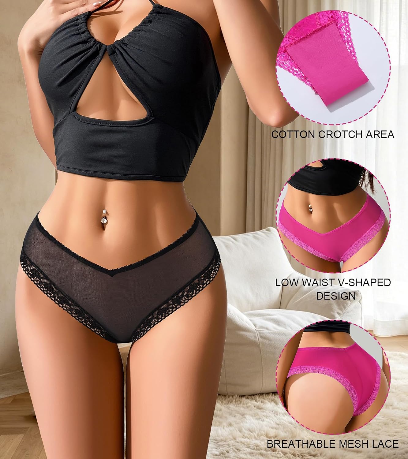 Neikuxia Lace Cheeky Bikini Panties 5-Pack — image 5
