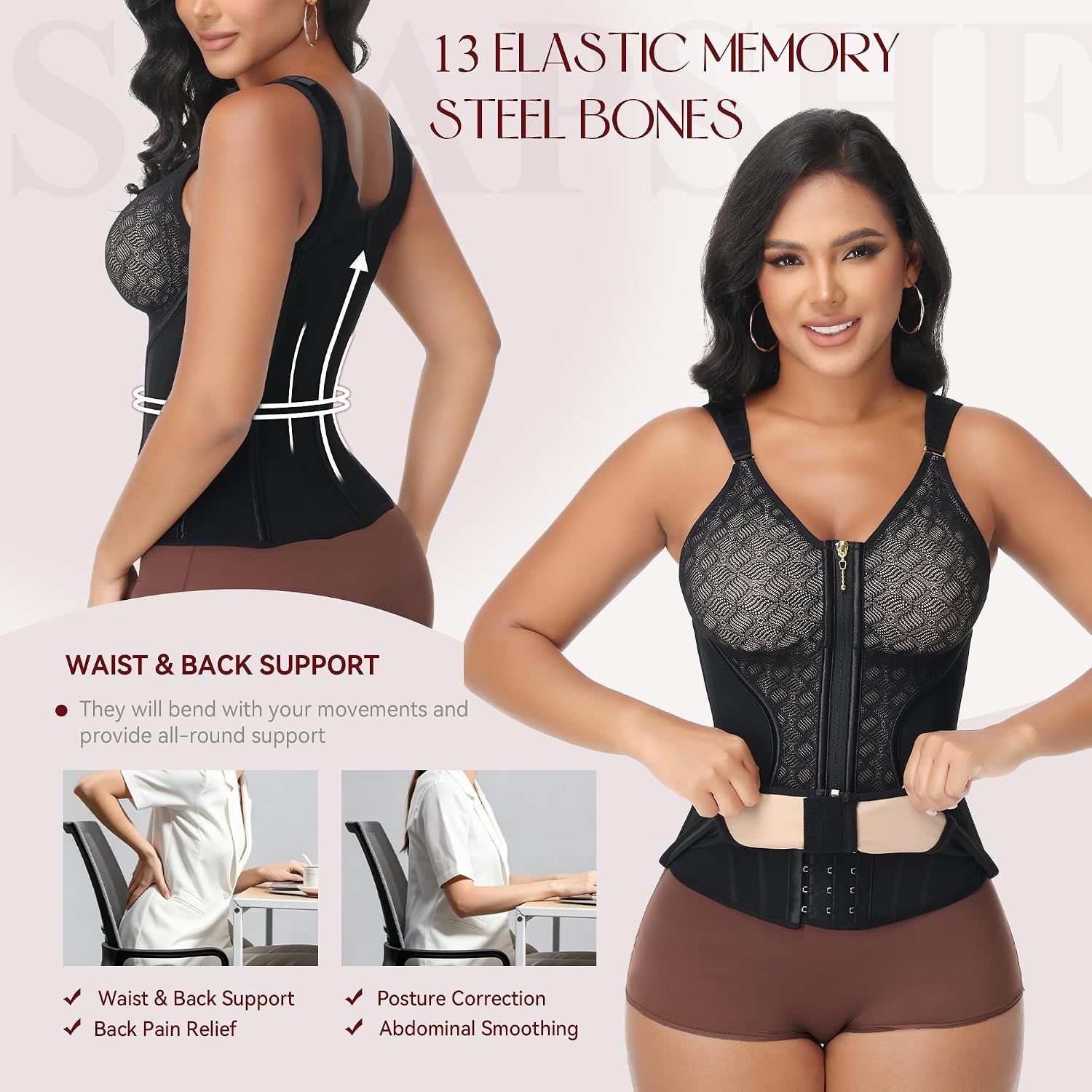 SHAPSHE Waist Trainer with Bra and Steel Bones — image 3