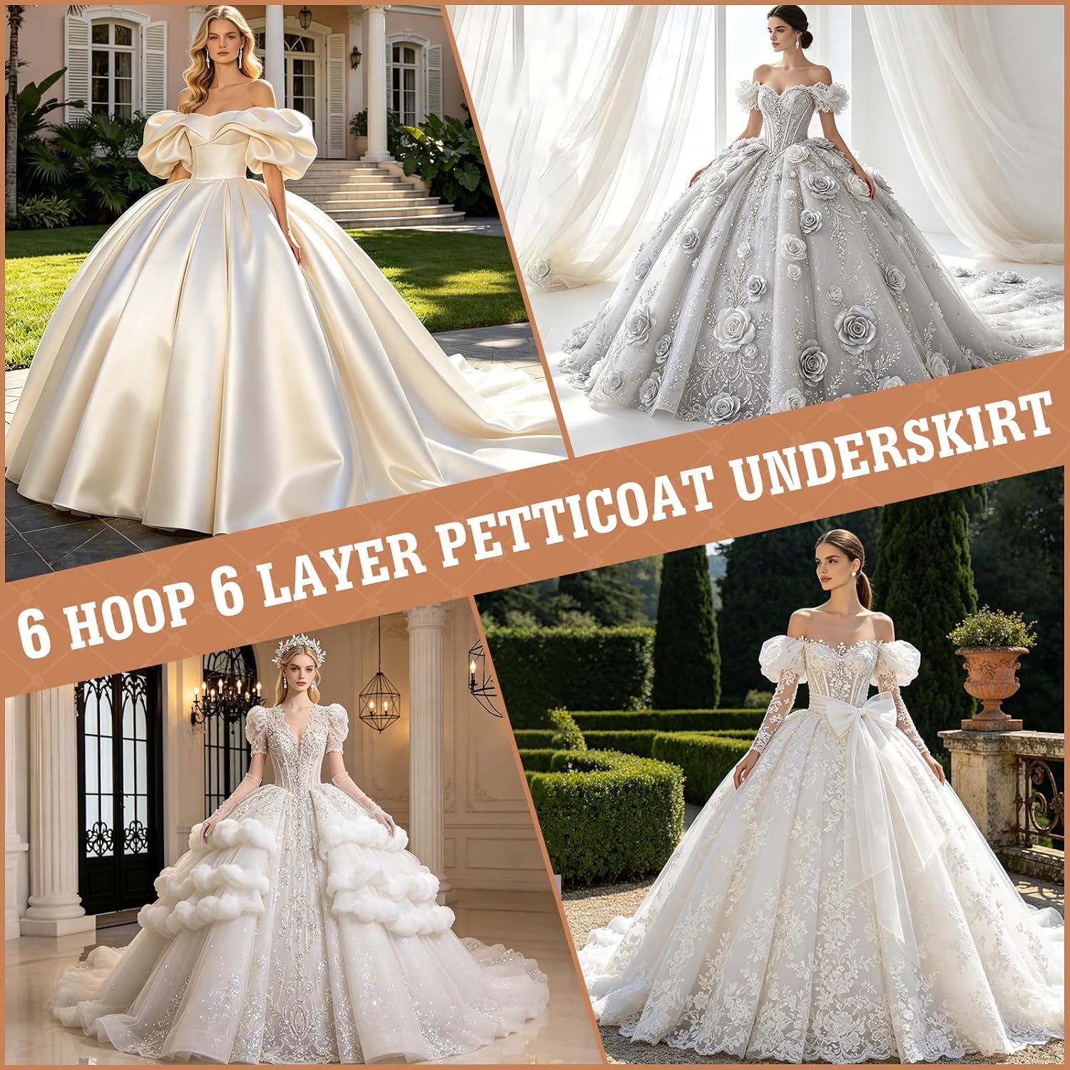 SOMOYA Plus Size 6 Hoop Petticoat Floor Length — image 5